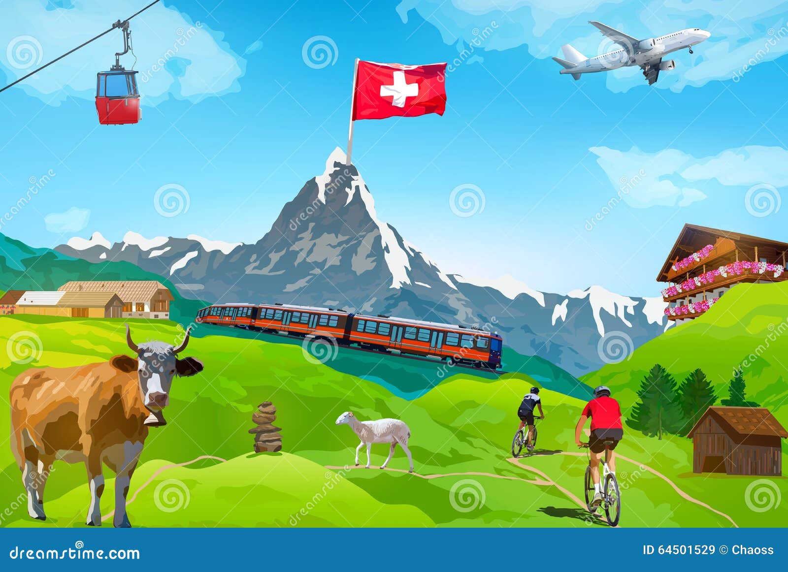 Alps Matterhorn card stock vector. Illustration of landscape 64501529
