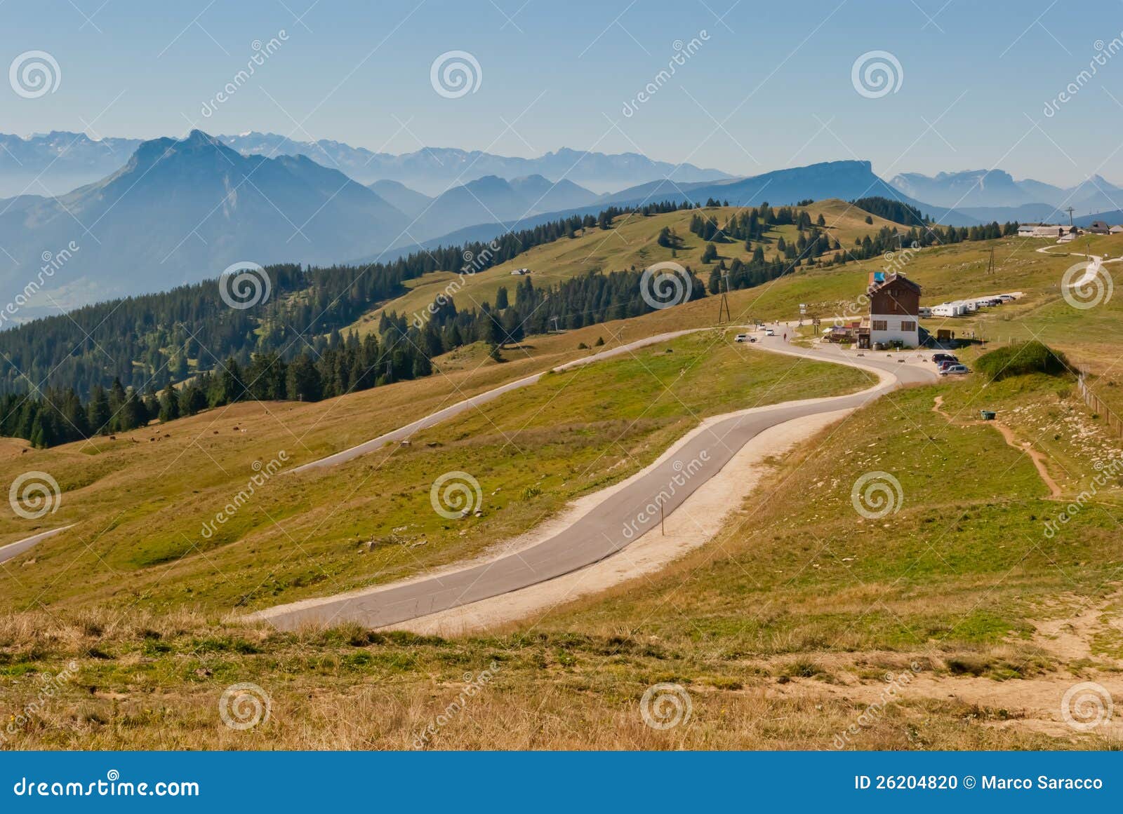 Alps Mountains landscape. Mountains landscape from Cret de Chatillon, France