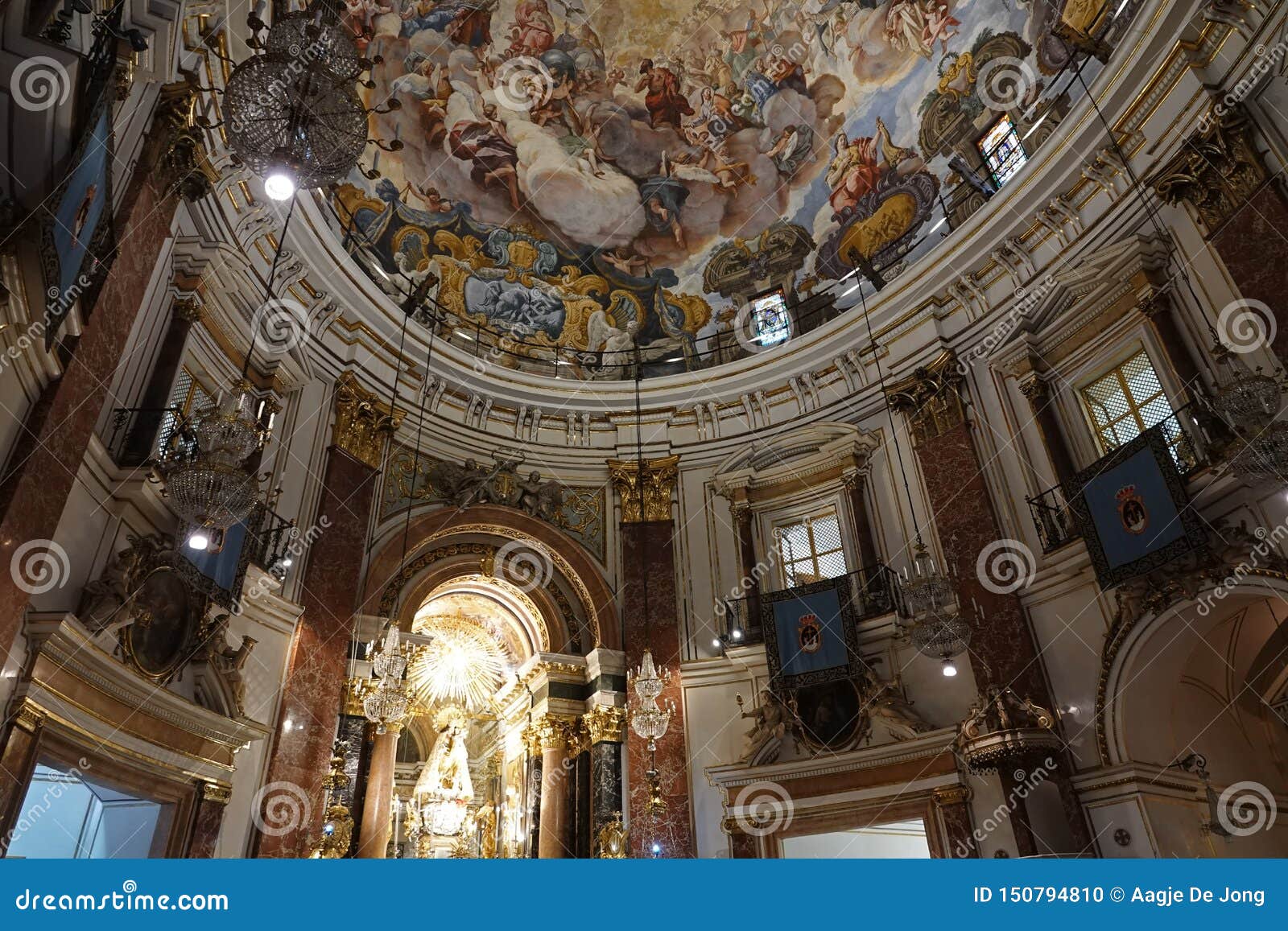 ceiling of basilica de virgin de los desamparados in valencia in spain