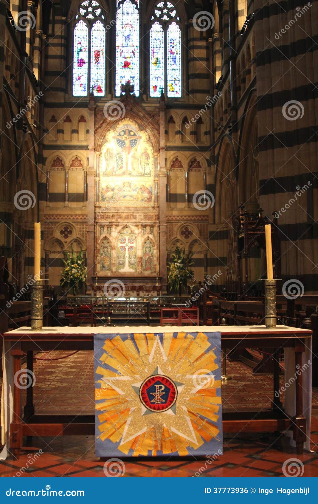 Altar Of Saint Pauls Cathedral Melbourne Australia Stock