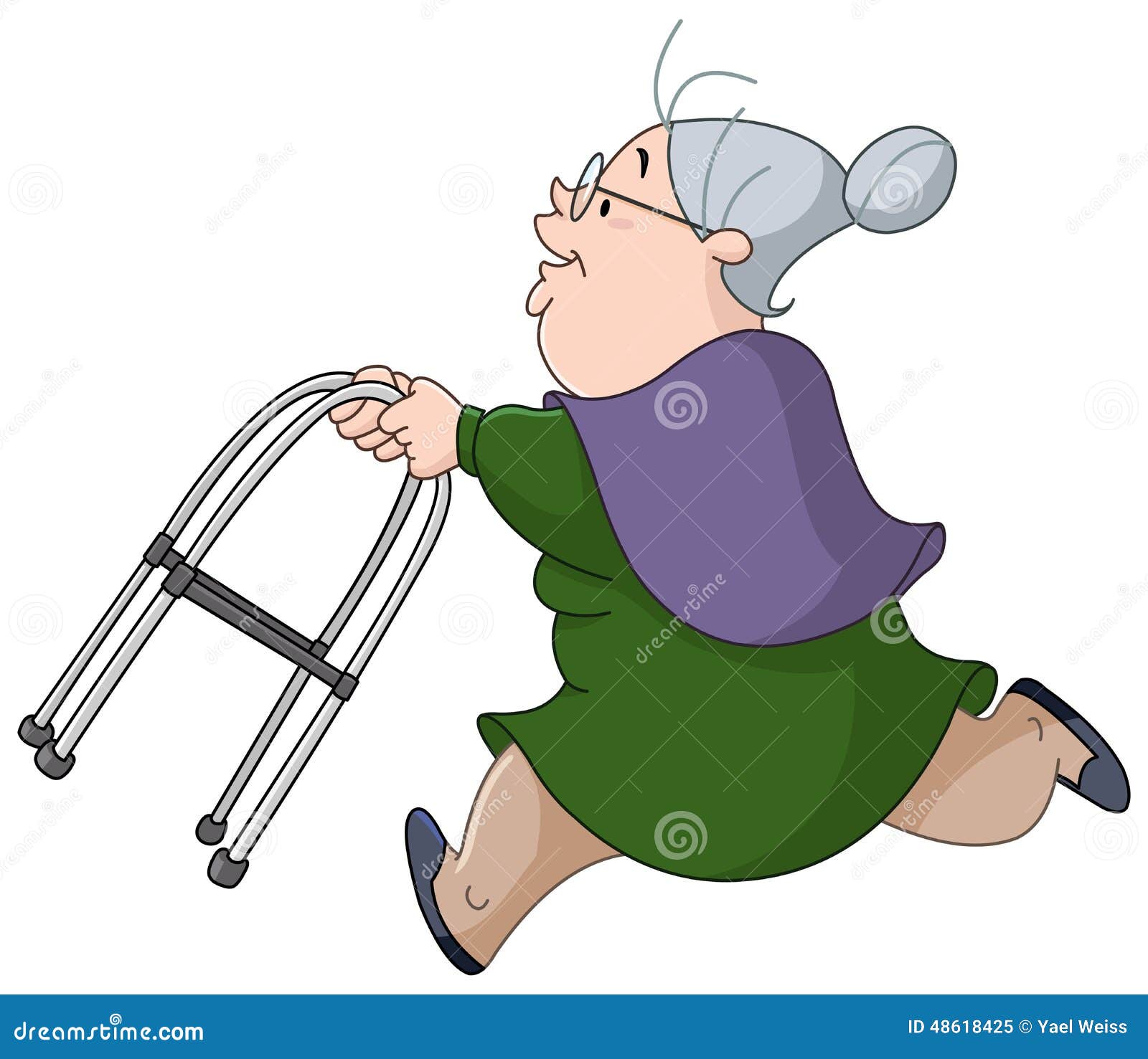 Alte Frau, Die Mit Wanderer Läuft Vektor Abbildung Illustration von