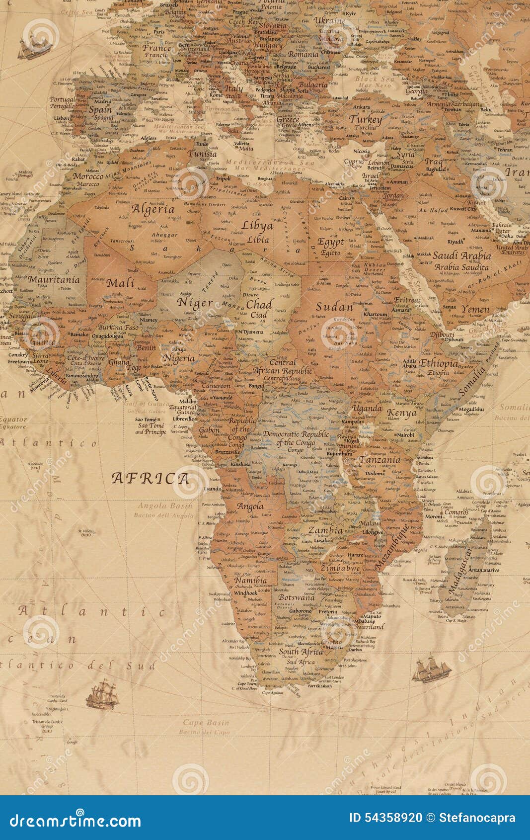 Alte Geographische Karte Von Afrika Stockfoto Bild Von Geographisch Europa 5435