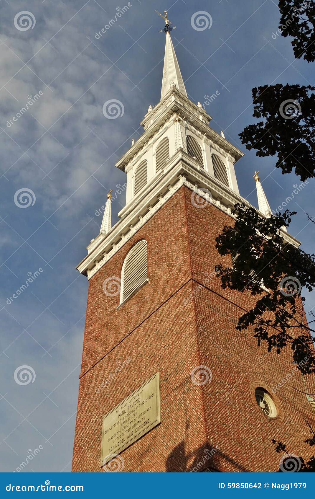 Alte Nordkirche. Dem Kirchturm der historischen alten Nordkirche in Boston Massachusetts oben betrachten