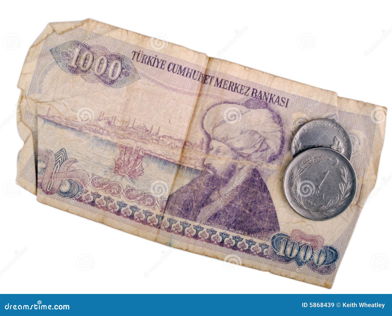 Alte Turkische Banknote Und Munzen Stockbild Bild Von Alte Munzen
