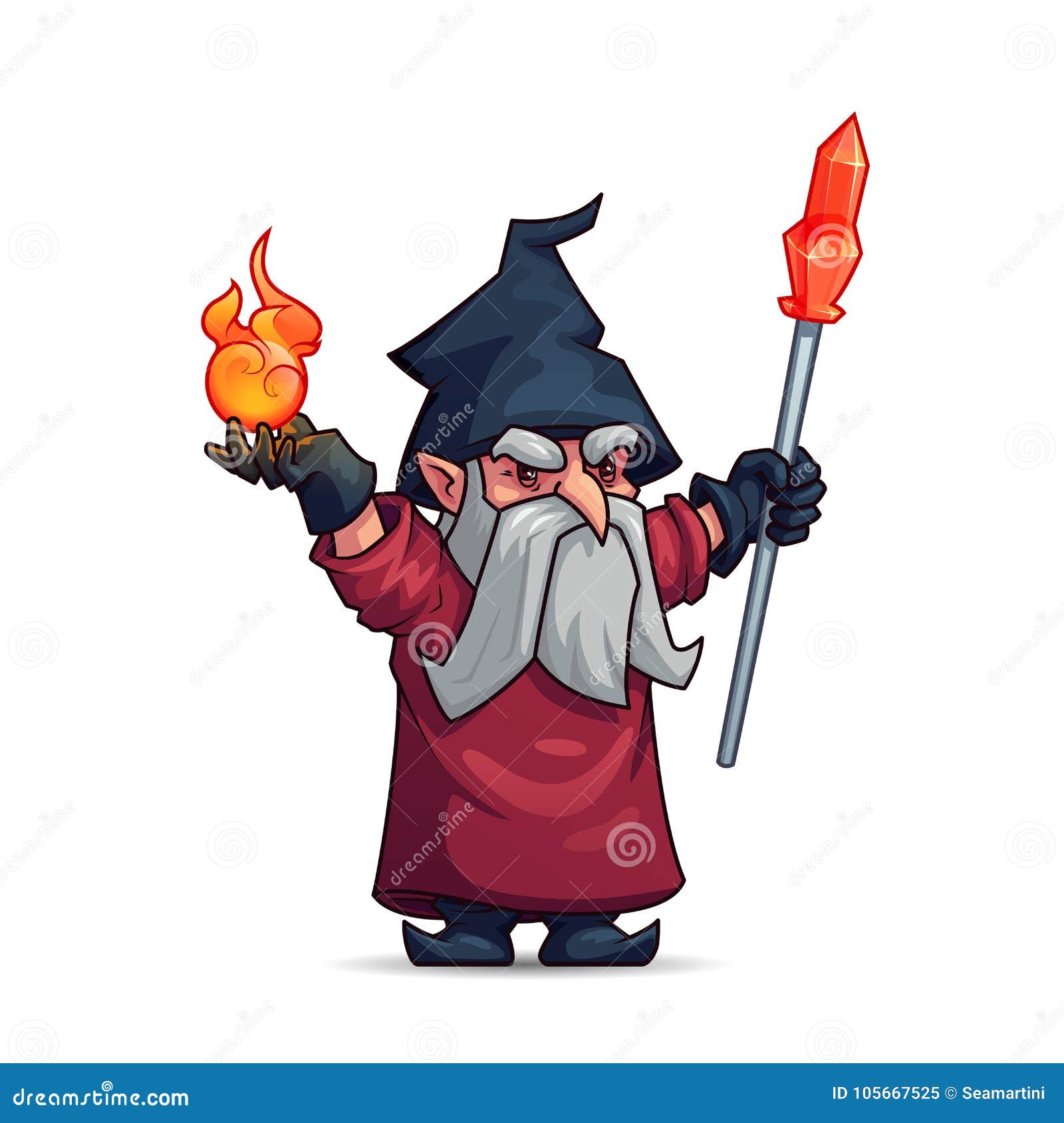 Alte Zauberer-, Zauberer- Oder Magierzeichentrickfilm-figur Vektor