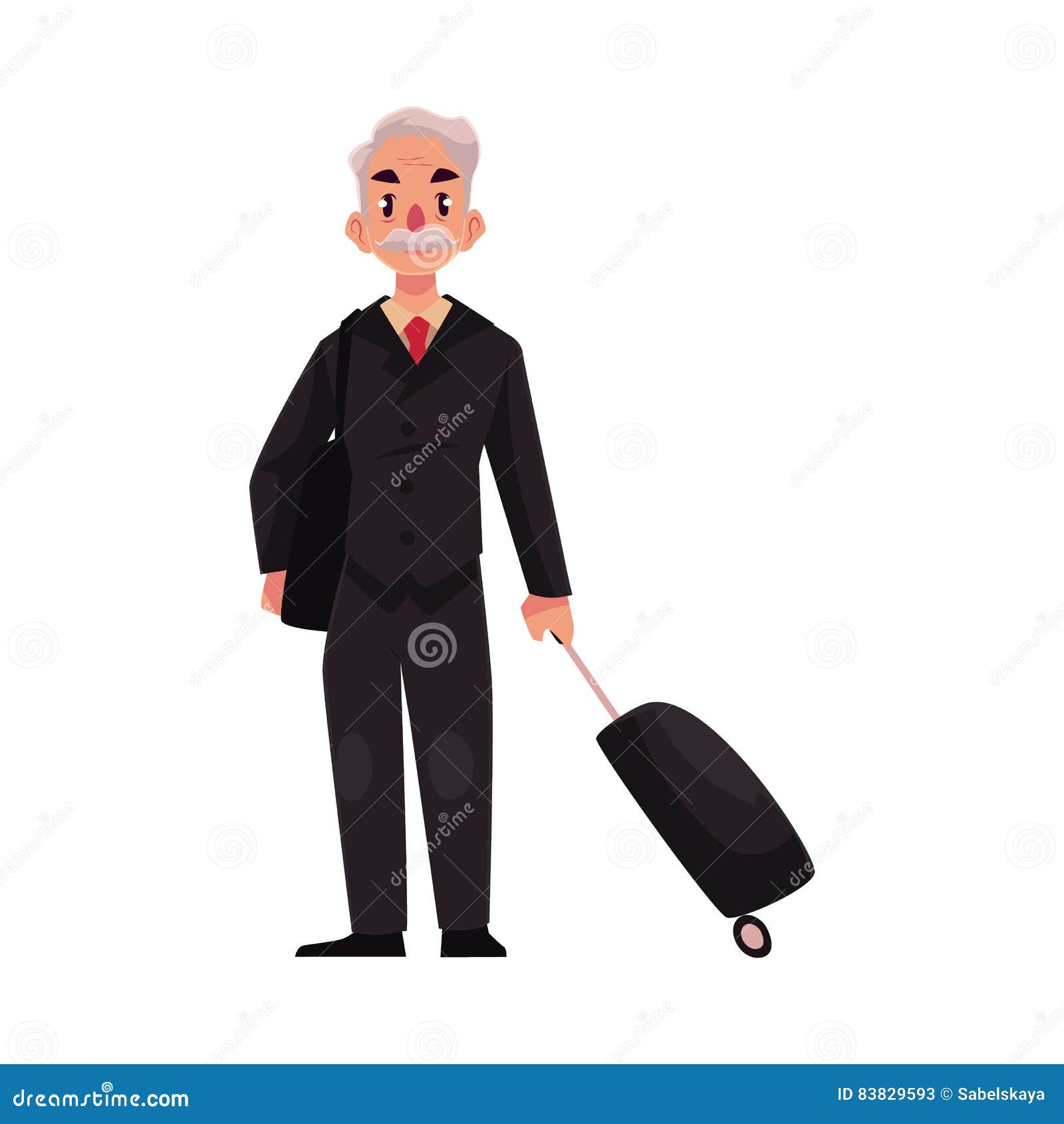 Alter Alterer Mann Im Schwarzen Anzug Mit Koffer Im Flughafen Vektor Abbildung Illustration Von Flughafen Alterer 9593