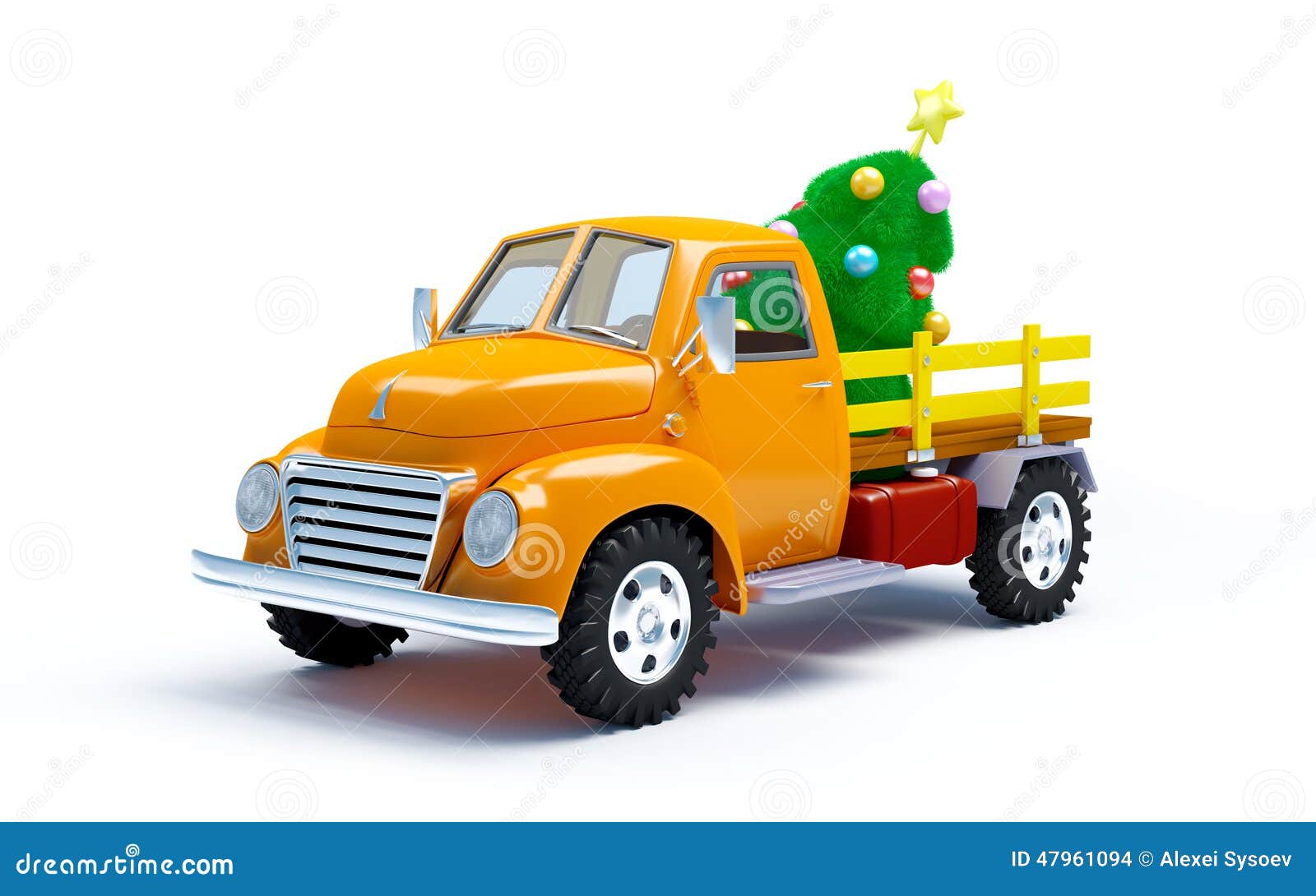 Alter LKW Mit Weihnachtsbaum Stock Abbildung - Illustration von