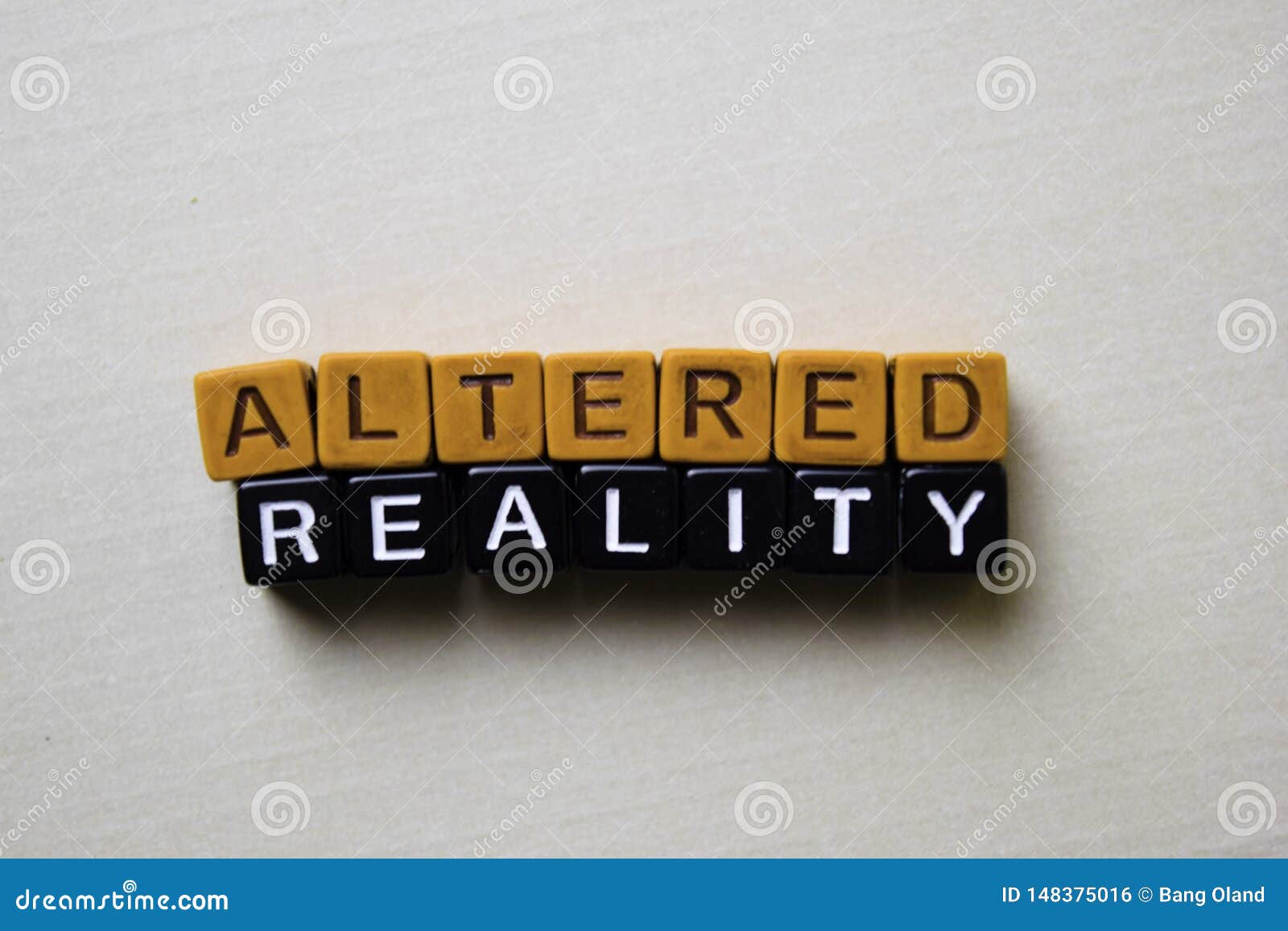 altered reality on wooden blocks. business and inspiration concept