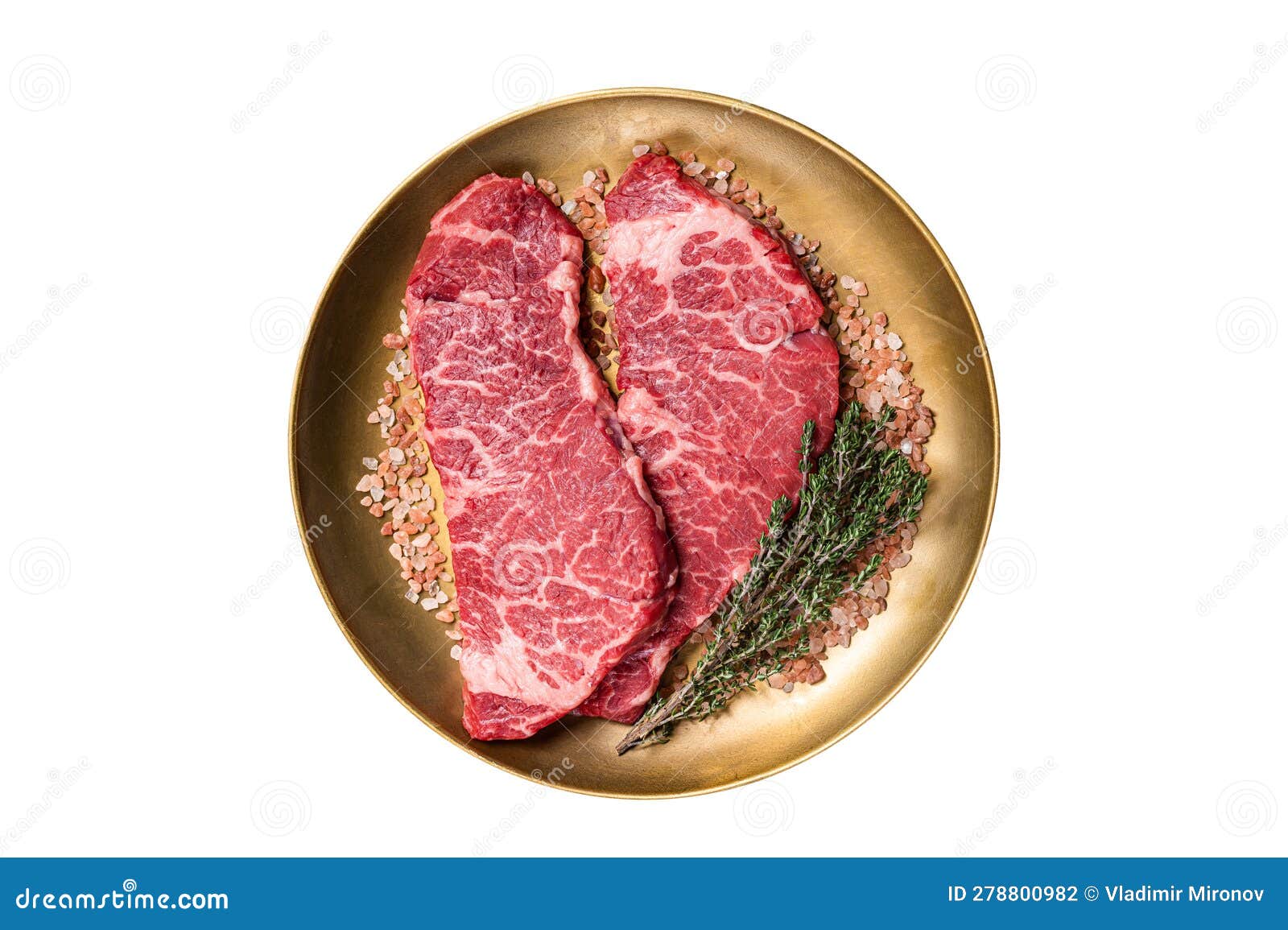 Alternative Beef Steak Denver, Raw Meat Steak with Herbs. Isolated on