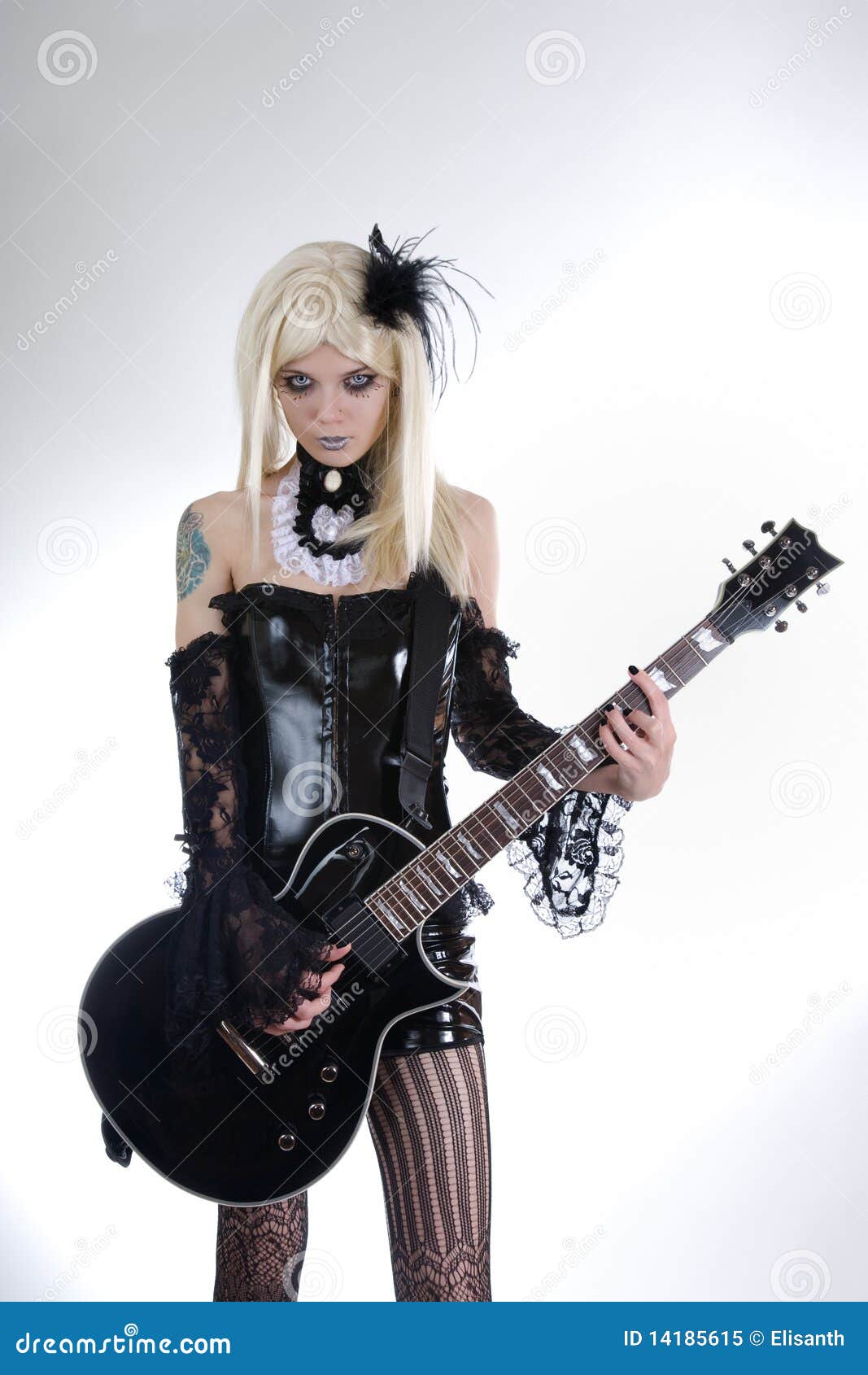 Alternative Fashion Girl Playing Guitar Royalty Free Stock 