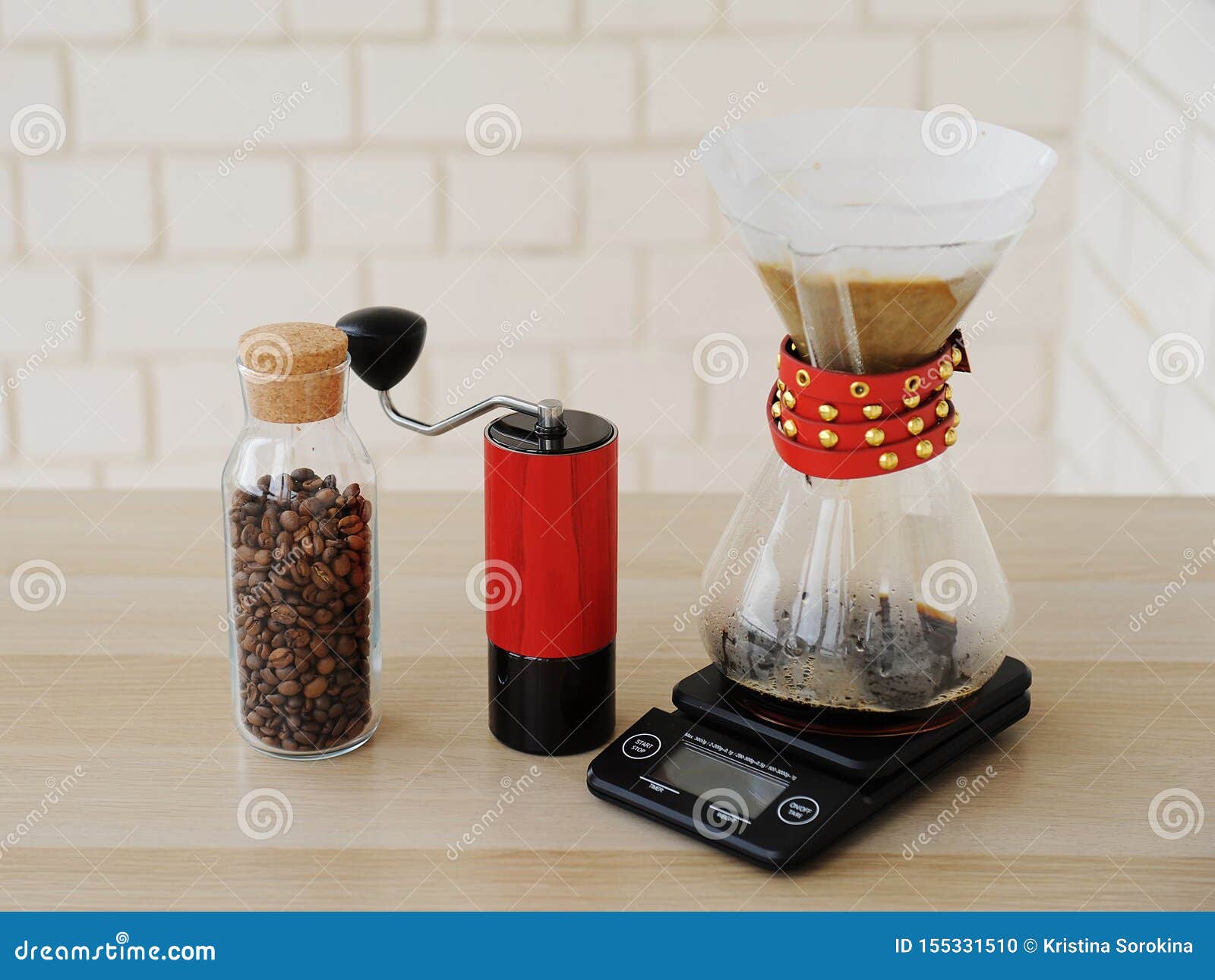 Alternative Manual Hand Brewing Coffee. Drip Batch Filter. Red Coffee