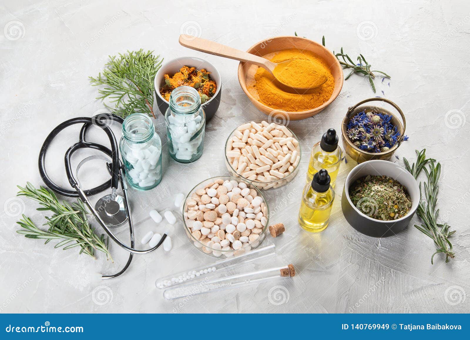 alternative medicine herbs and homeopathic globules