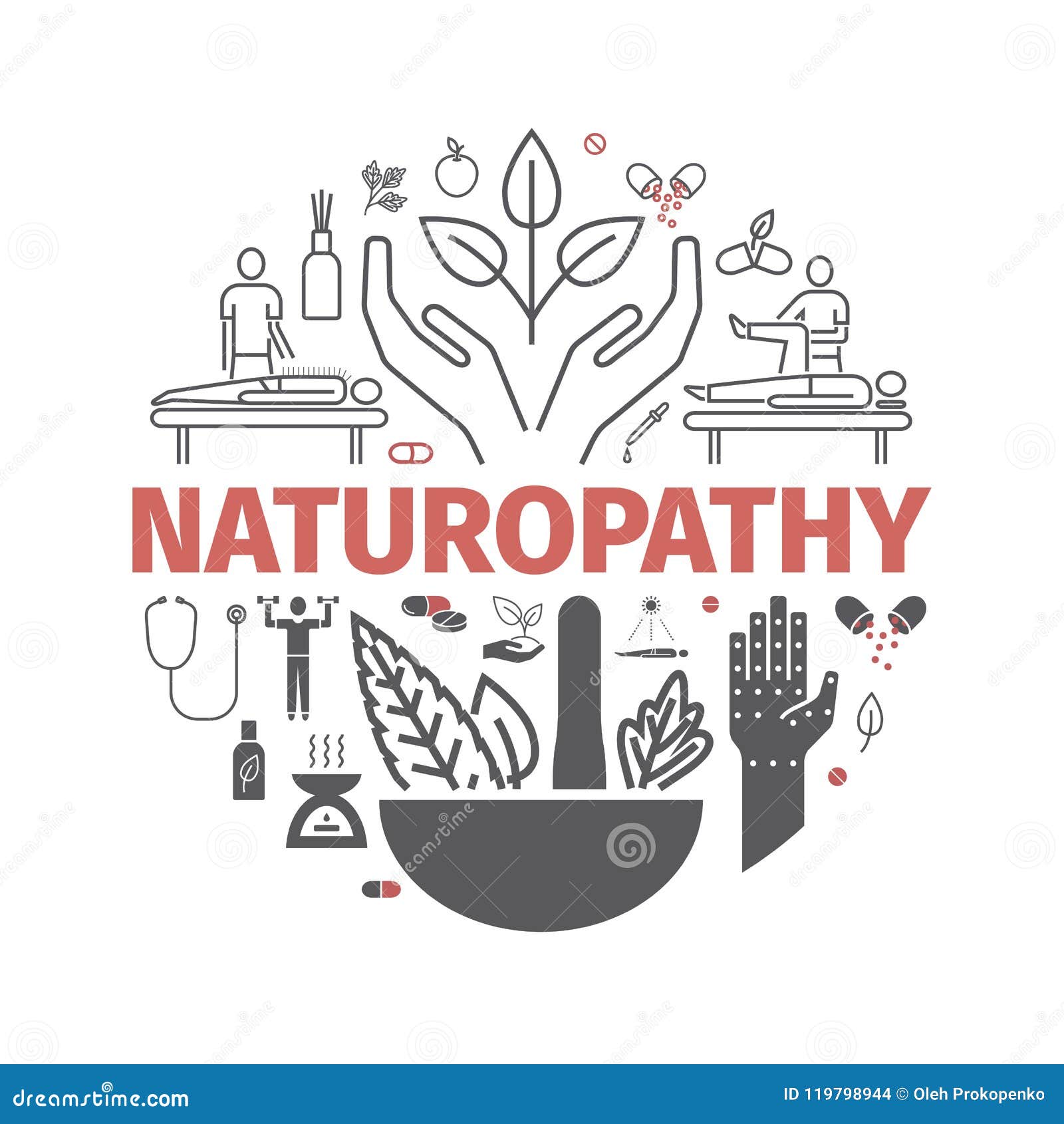 alternative medicine icons set. naturopathy sign.  .