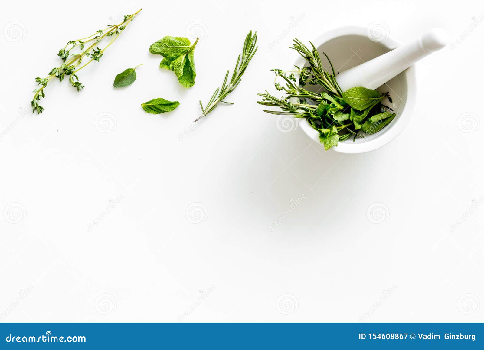 Alternative Medicine with Medicinal Herbs on White Background Top View ...