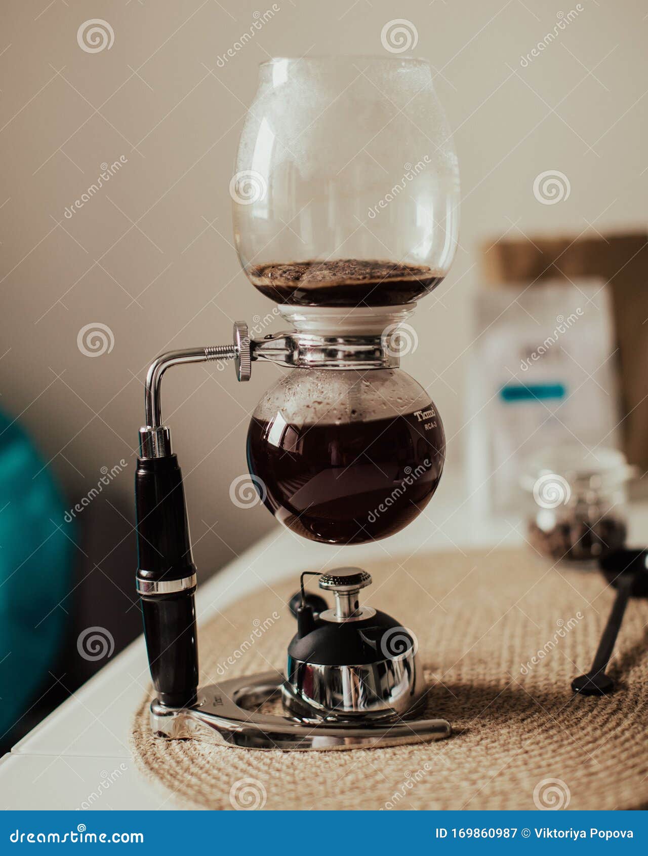 An Alternative Method of Brewing Coffee. Siphon with Coffee Stock Image