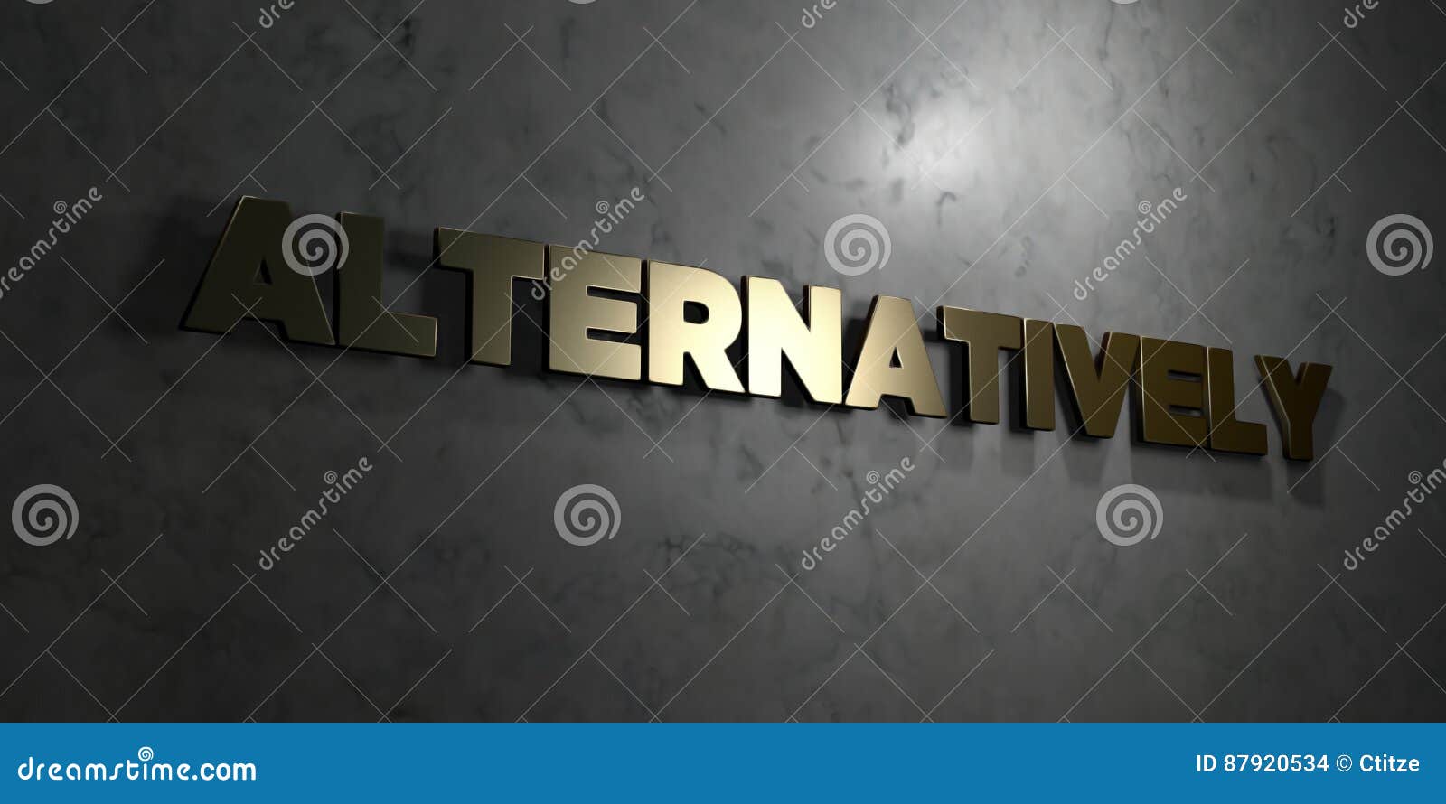 alternatively - gold text on black background - 3d rendered royalty free stock picture
