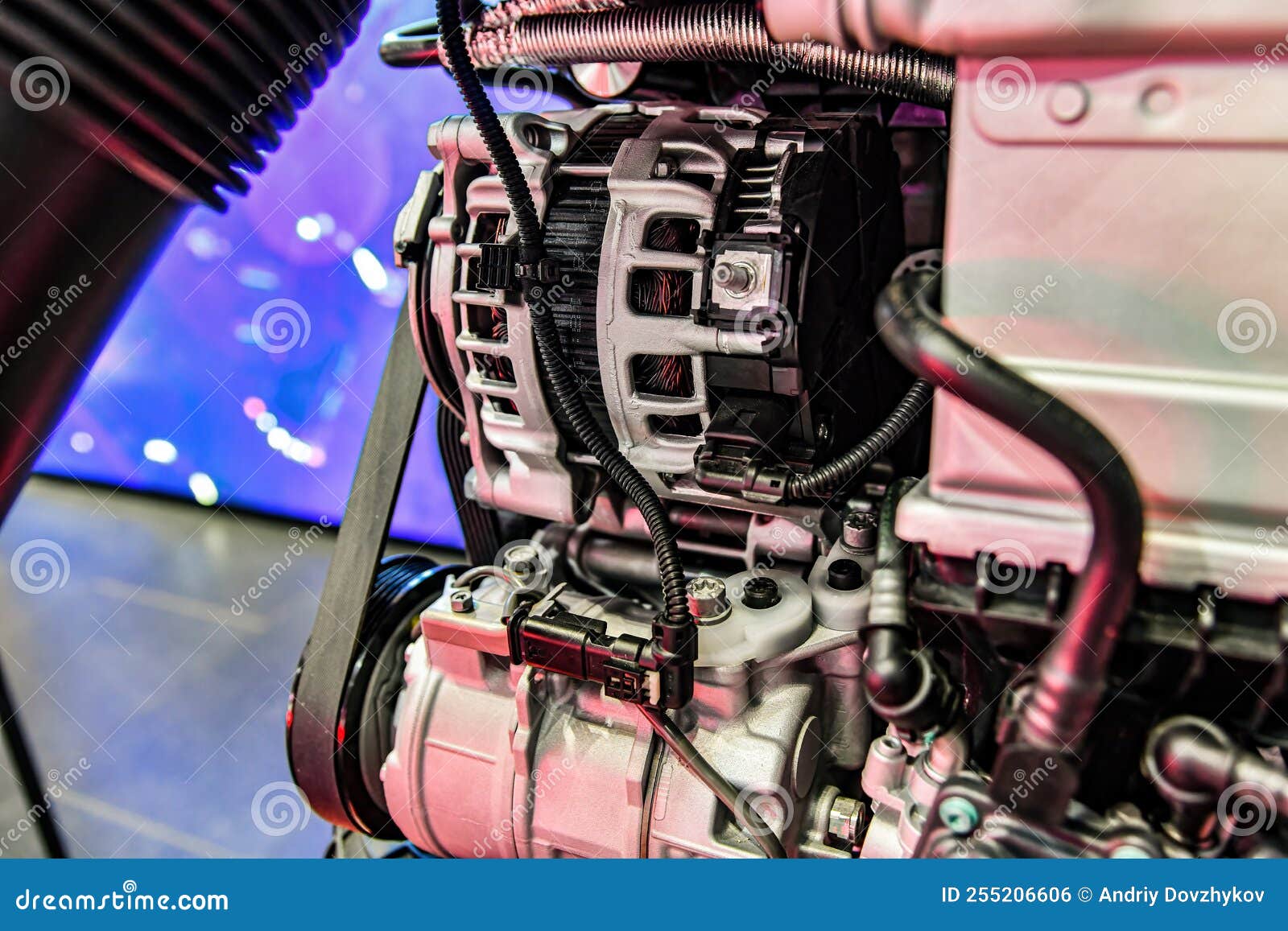 Alternator and Timing Belt of an Internal Combustion Engine Assembly on