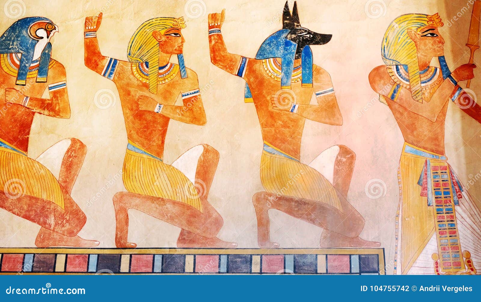 Altes Agypten Szene Mythologie Agyptische Gotter Und Pharaos Hier Stock Abbildung Illustration Von Altes Agypten