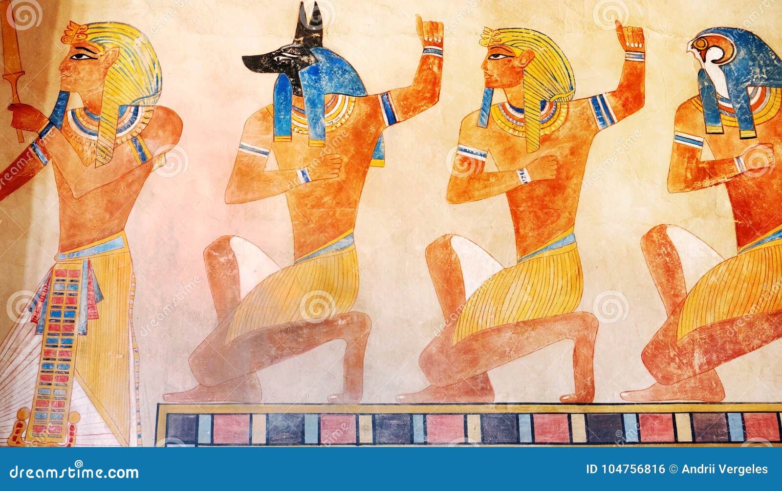 Altes Agypten Szene Mythologie Agyptische Gotter Und Pharaos Hier Stock Abbildung Illustration Von Altes Agyptische