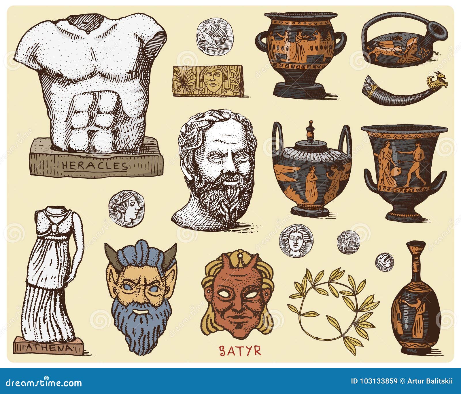 Античные знаки. Наклейки в греческом стиле. Символы античности. Эмблемы в античном стиле. Символы древней Греции.
