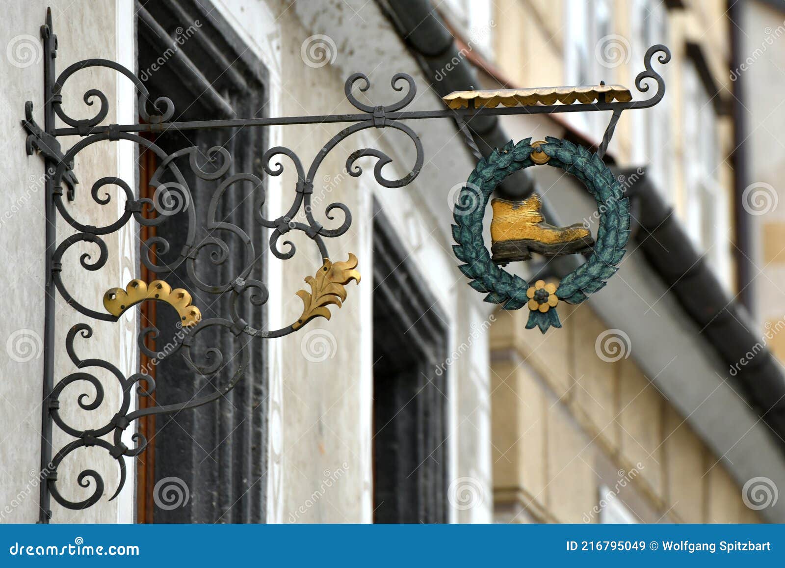 old sign of a shoemaker on town square in steyr