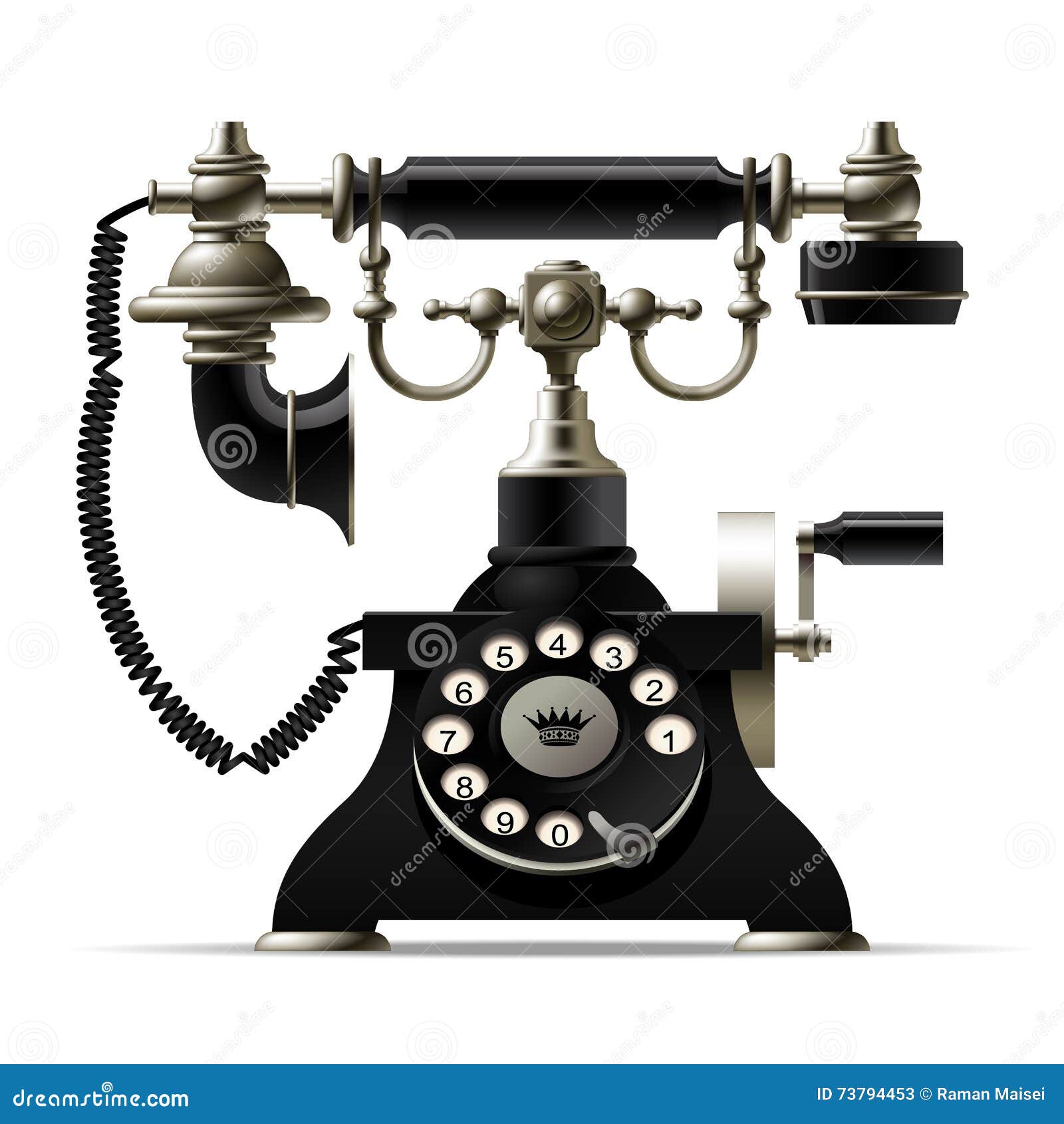 Altes Telefon Auf Weiss Retro Drehskalaschwarztelefon Vektor Abbildung Illustration Von Weiss Drehskalaschwarztelefon