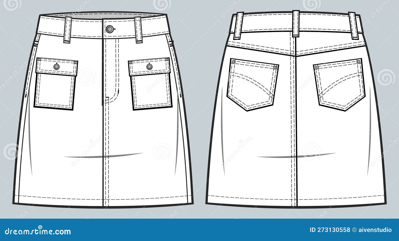 Altos Cintura Denim Jeans Falda Departamentos De Moda Ilustración del  Vector - Ilustración de solapa, cerradura: 273130558