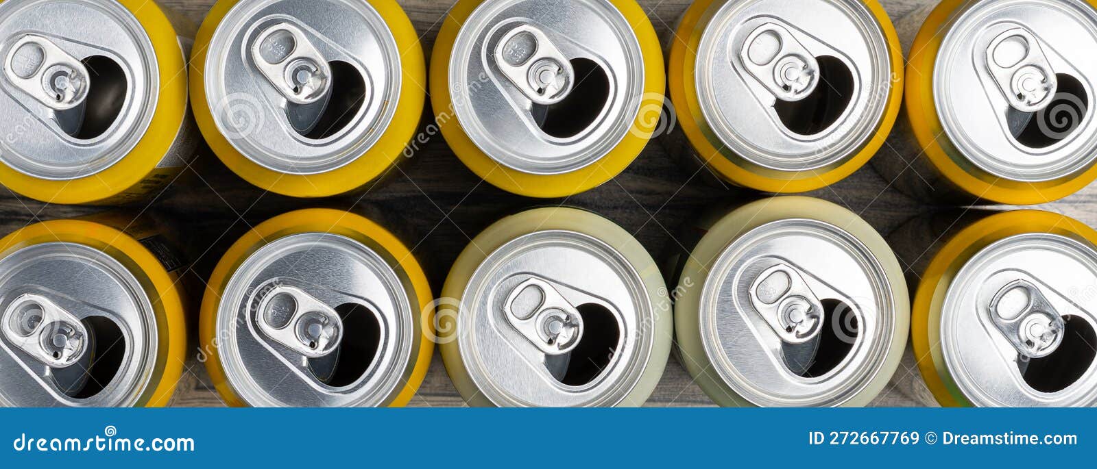 Aluminum Cans. Top View. Recycling. Reuse. Beverages. Package. Stock