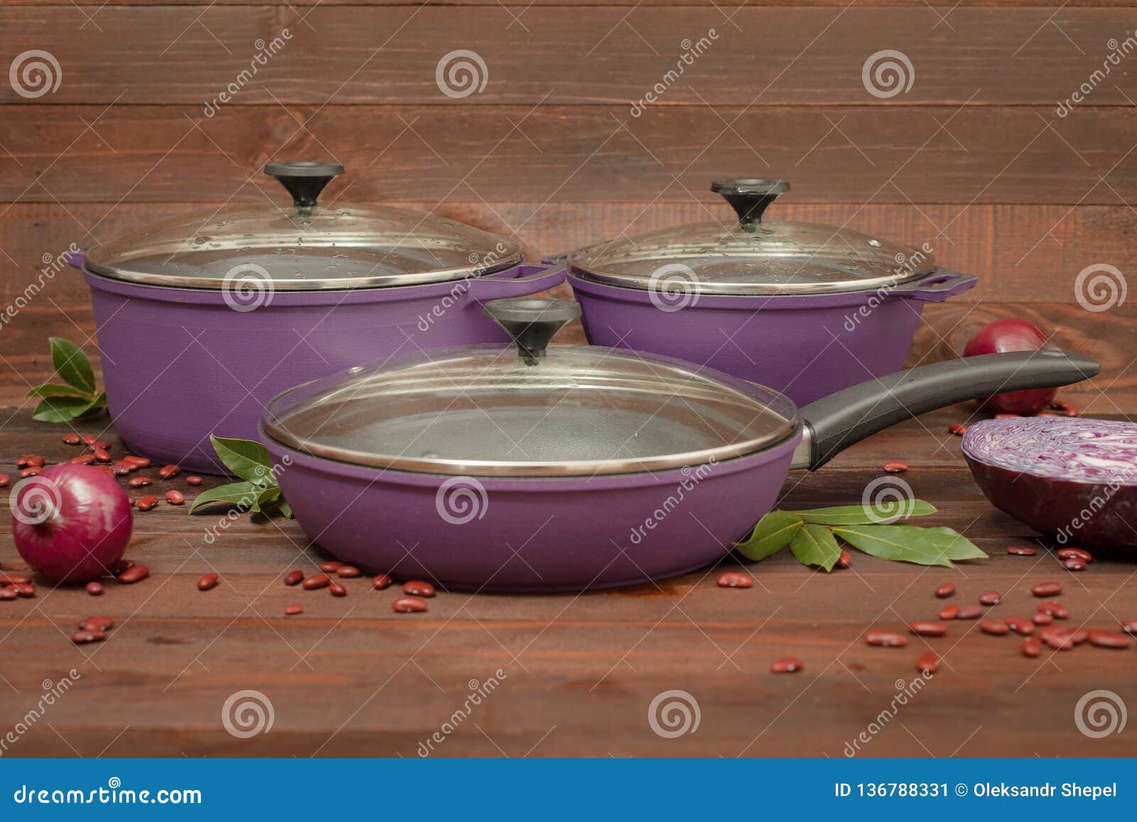 Aluminum Cookware with Nonstick Coating Stock Image Image of
