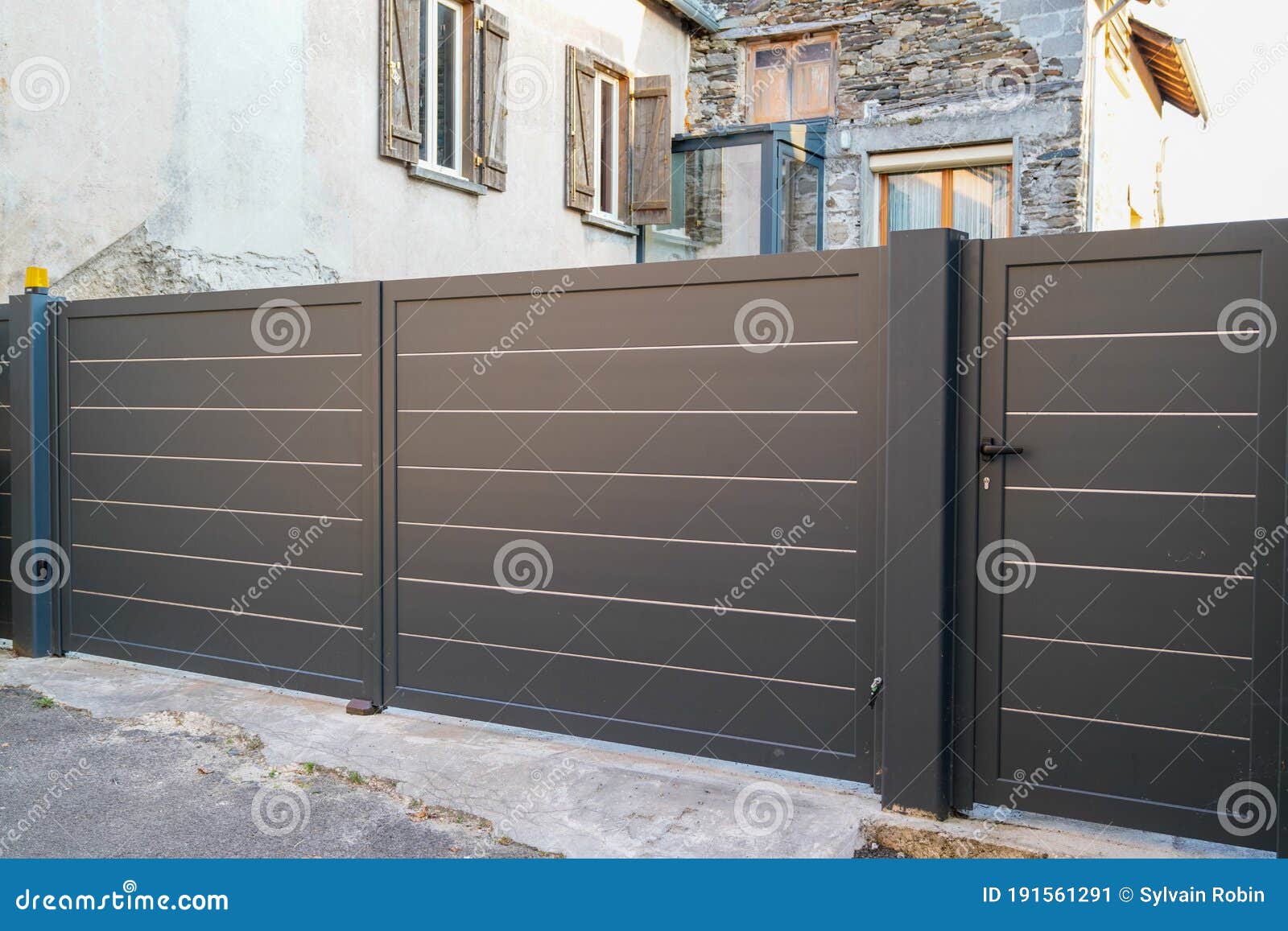 Aluminum Dark Brown Gate of Home Portal of Suburb House Stock ...