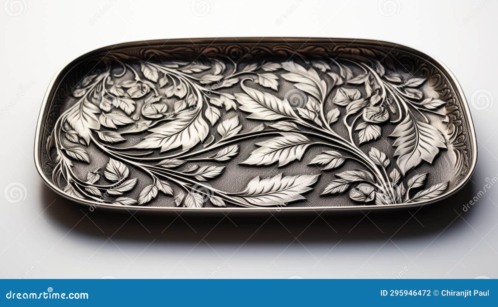 Aluminum Embossed Tray Isolated on White Background Stock Photo Image