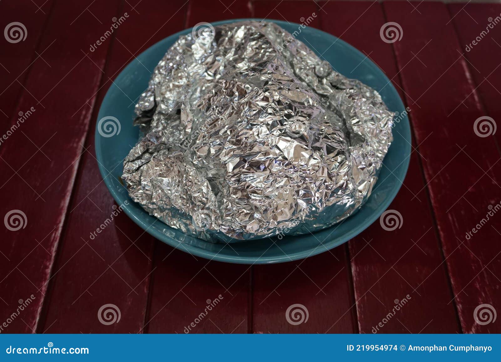 Aluminum Foil and Bowl on Table Stock Photo Image of black, used