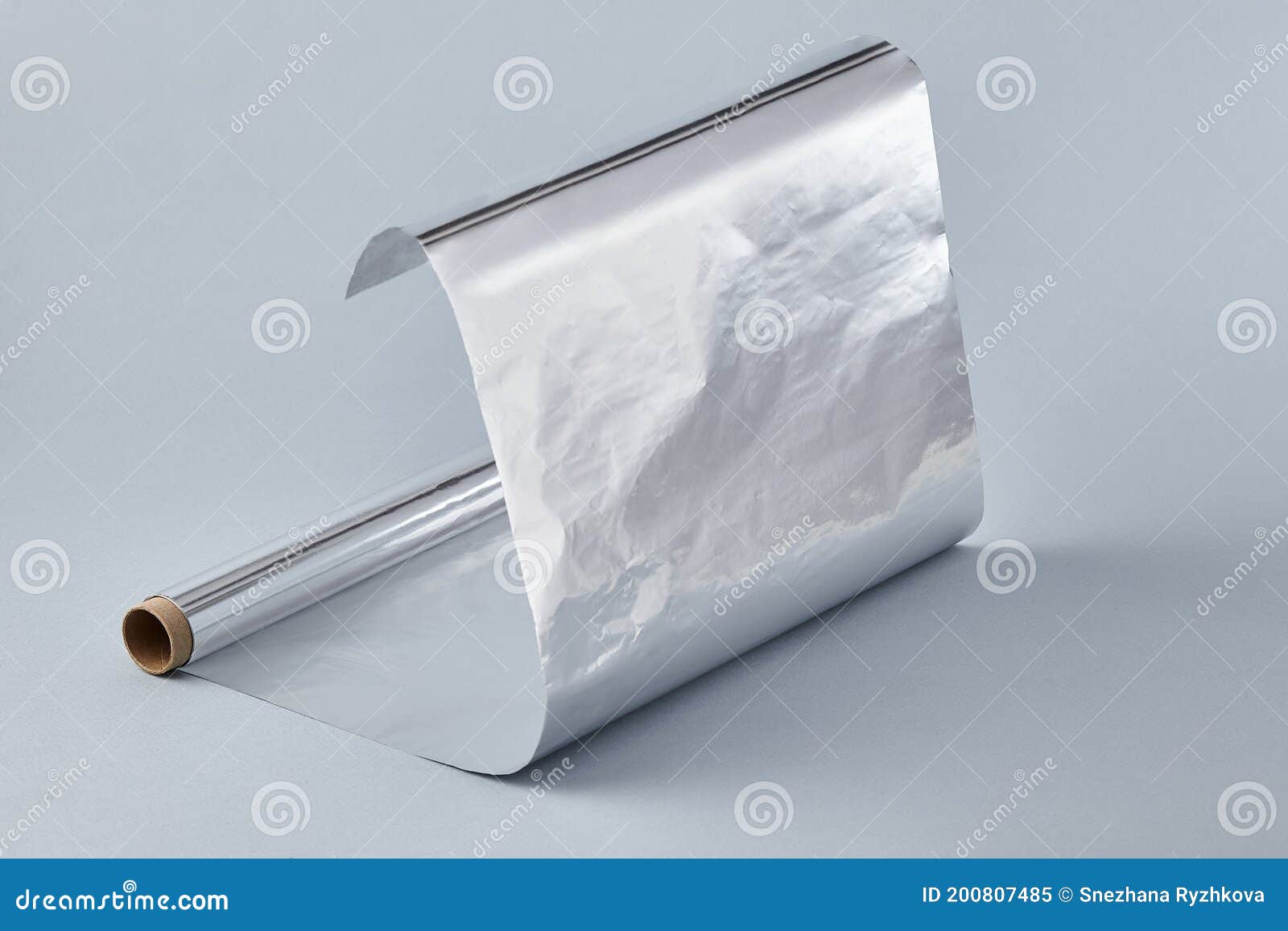 Aluminum Foil Roll on Pastel Blue Background Stock Image - Image of