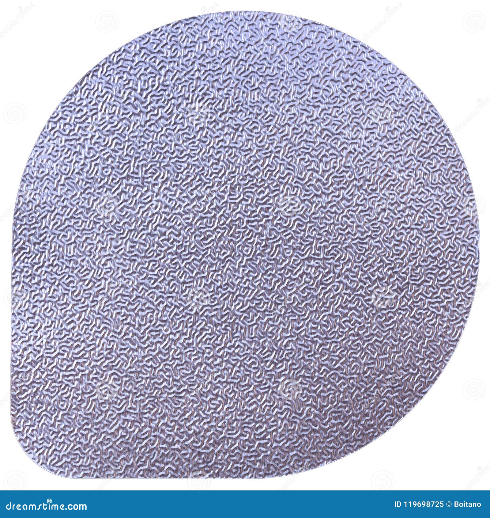 aluminum heat seal yogurt lid embossed with worm pattern  on white background. thermo-sealable aluminium lid for yogurt.