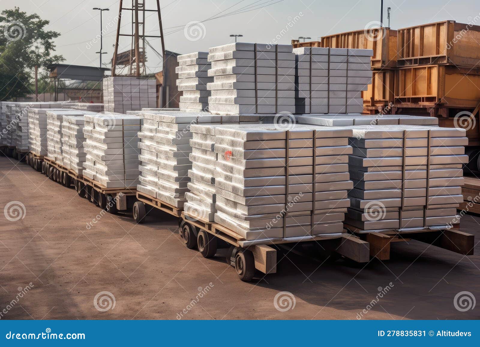 Aluminum Ingots Being Transported To Factory for Processing Stock Image