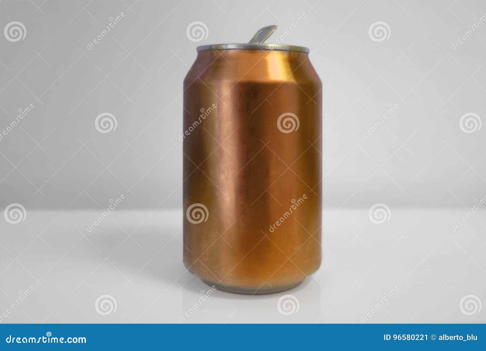 aluminum orange soda can over white background