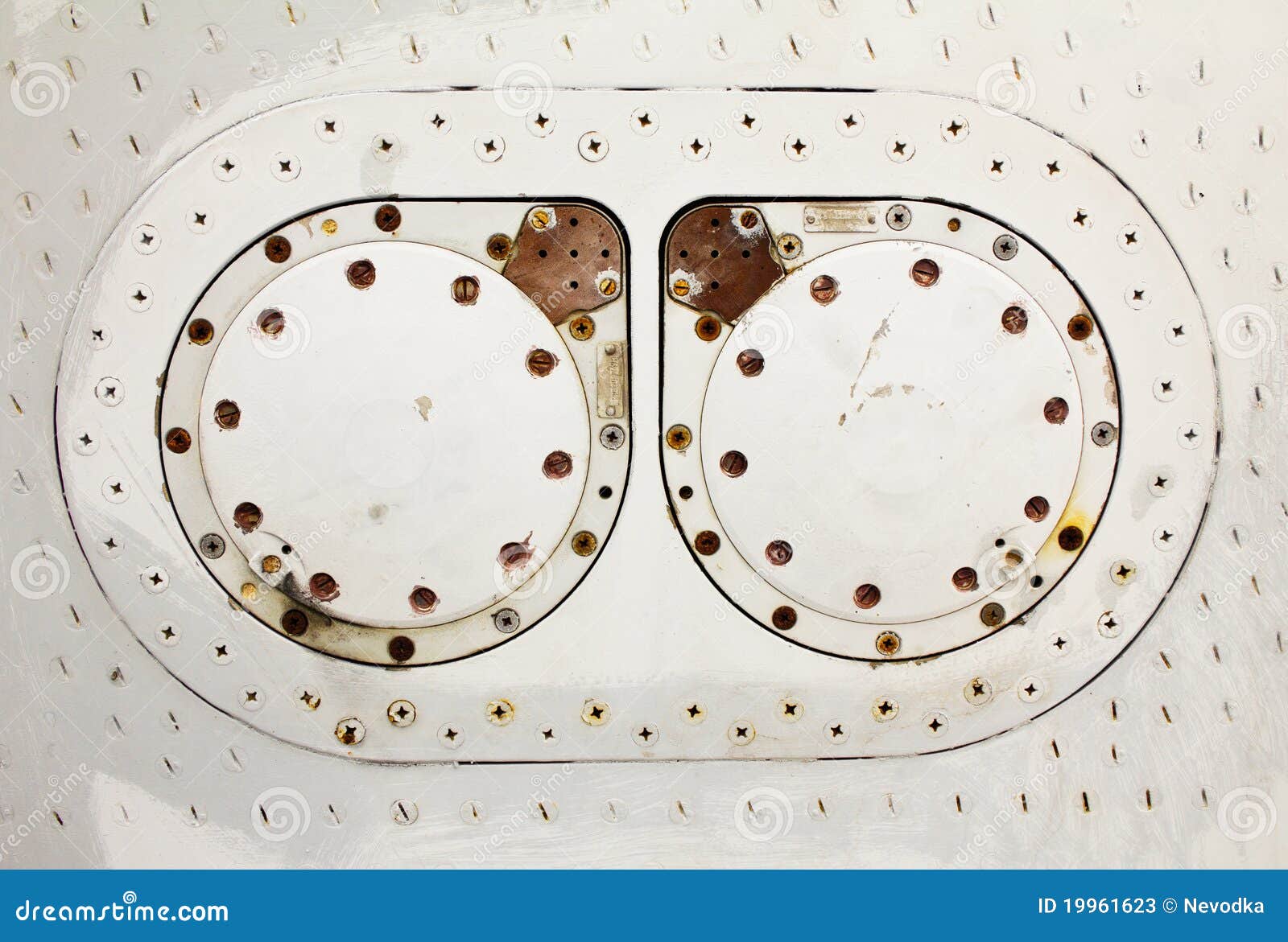 Aluminum plate with rivet stock image. Image of metallic 19961623