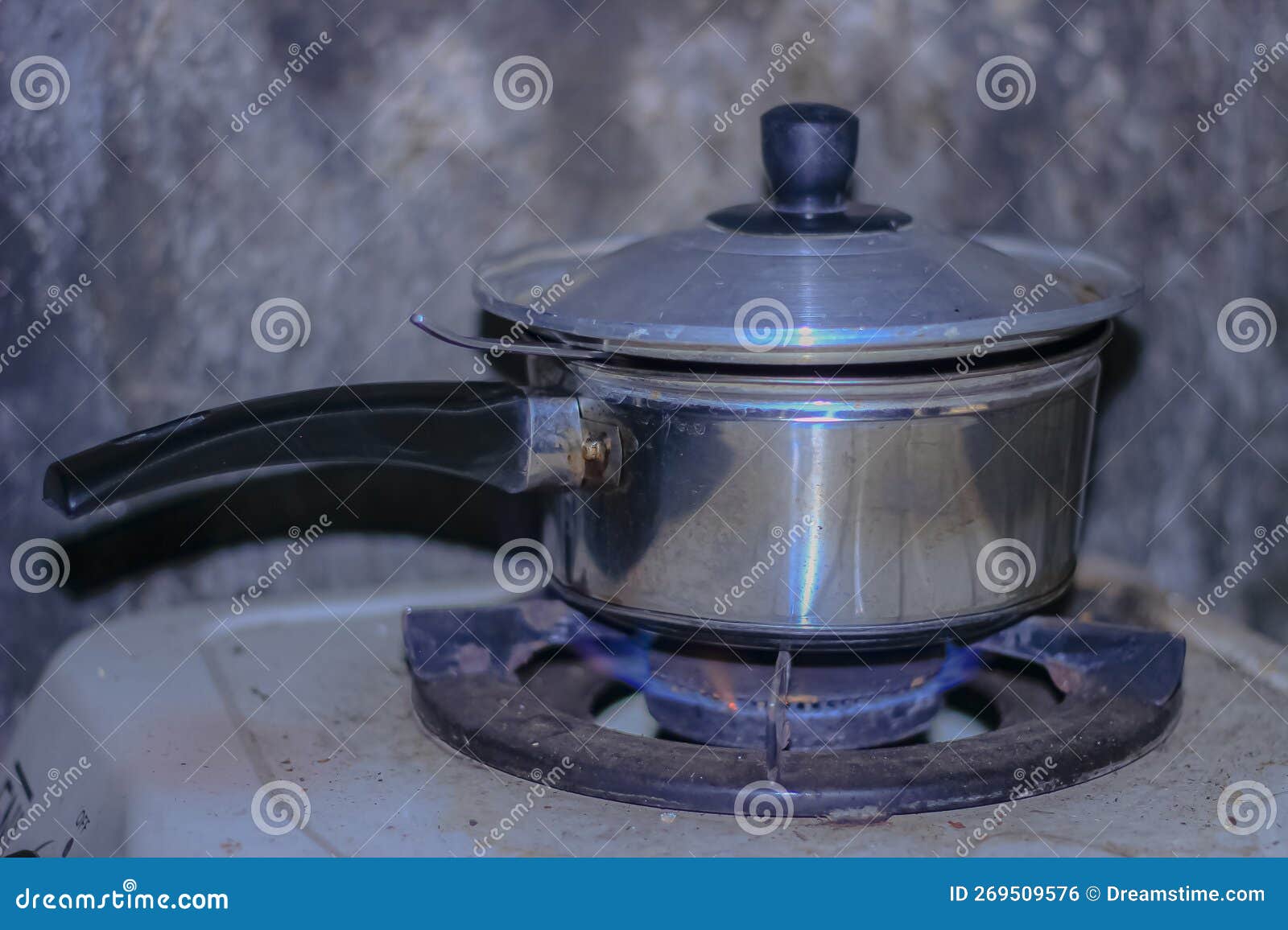 An Aluminum Pot is Placed on the Stove Stock Photo Image of ceramic