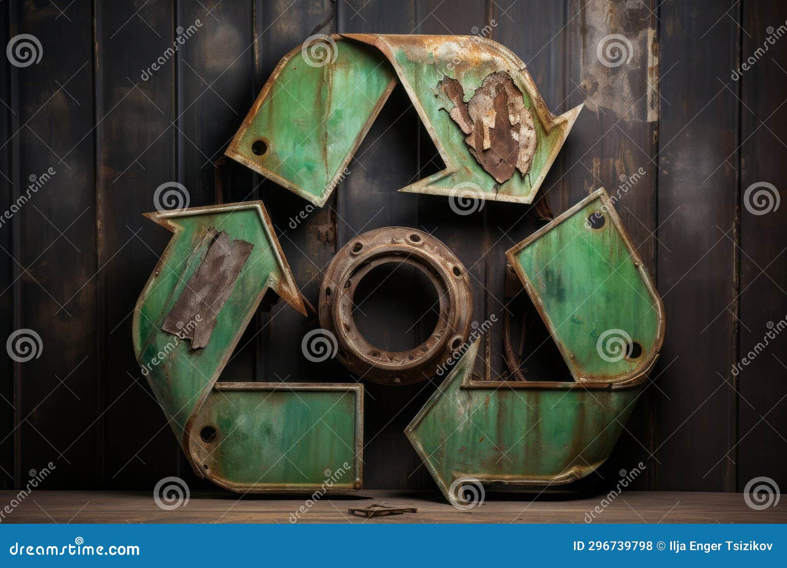 Aluminum Pressed Cans Recycling Symbol on Plain Background, Promoting