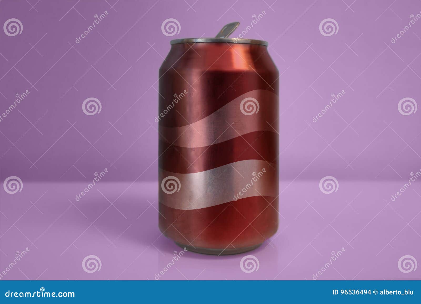 aluminum red soda can over purple background