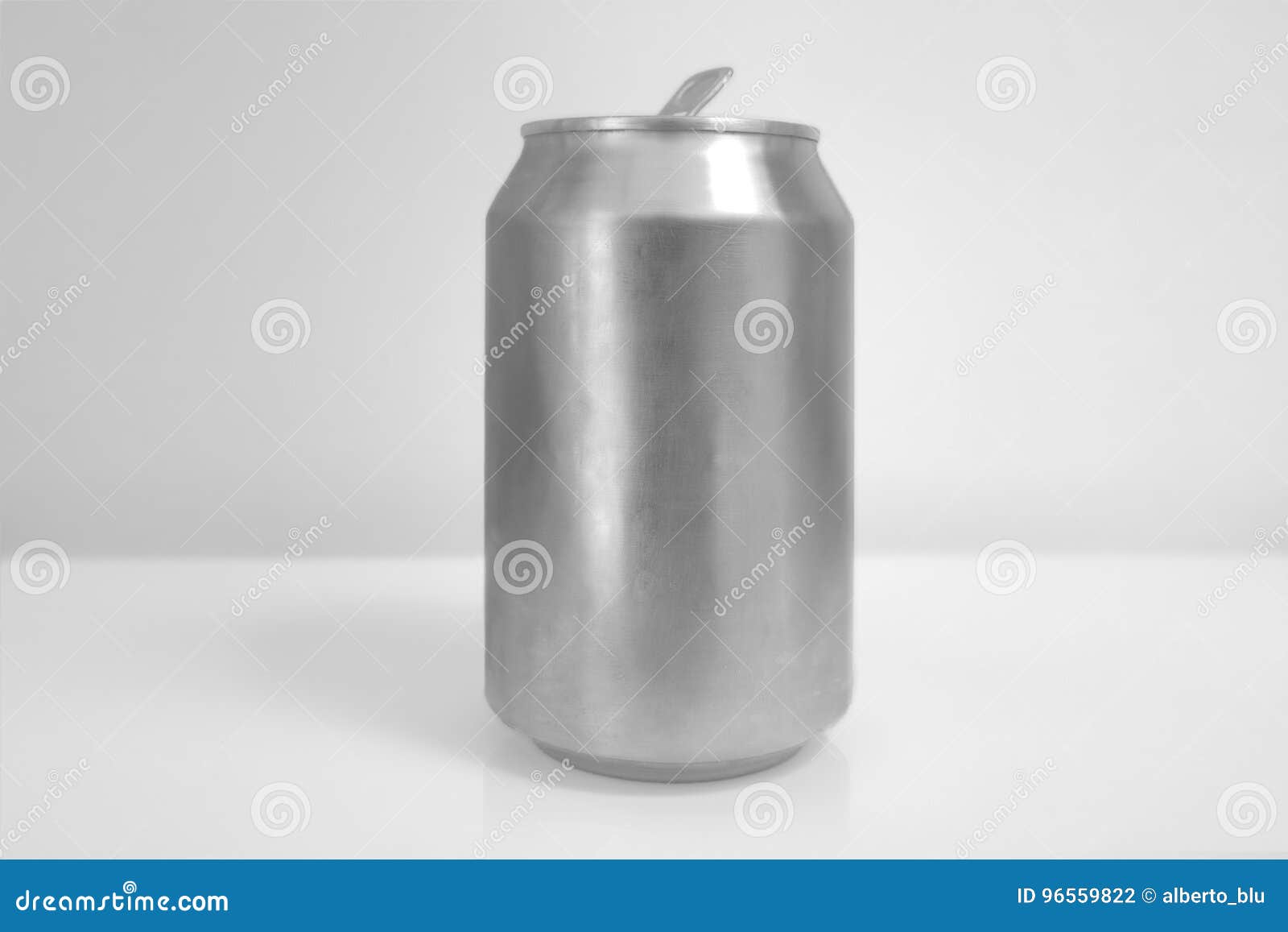 aluminum soda can over white background