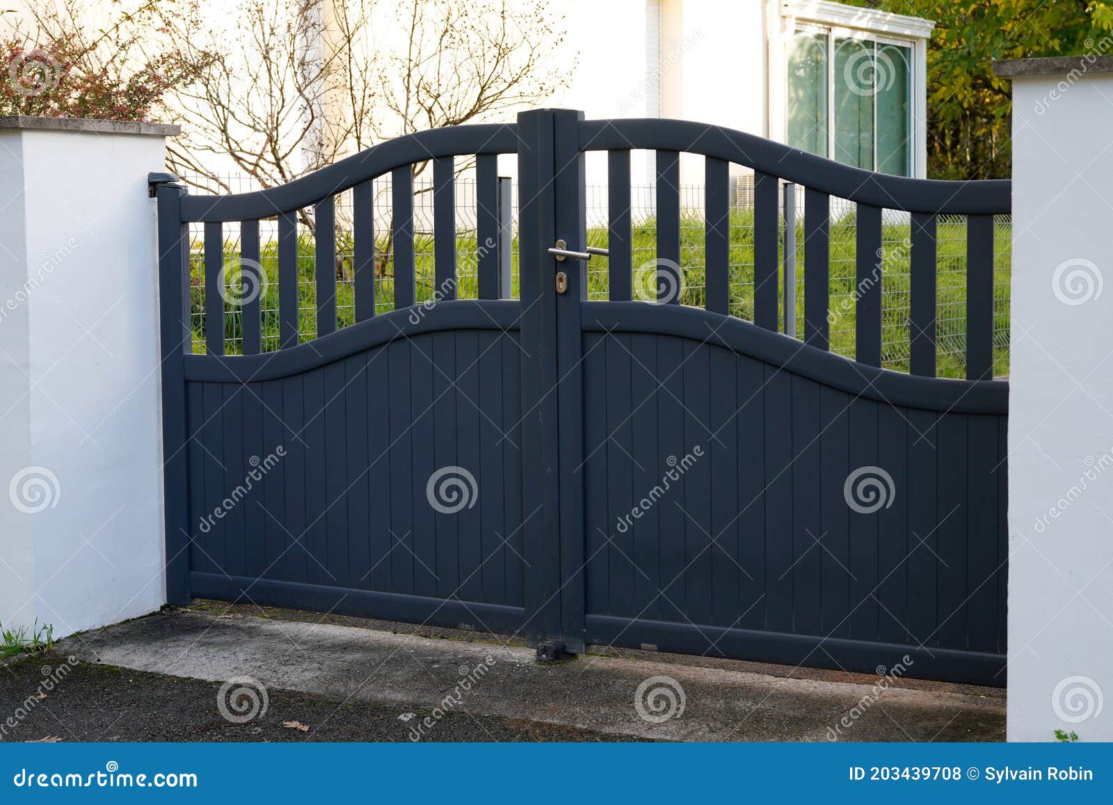 Aluminum Steel Gray Metal Gate House Portal Door of Suburb Access ...