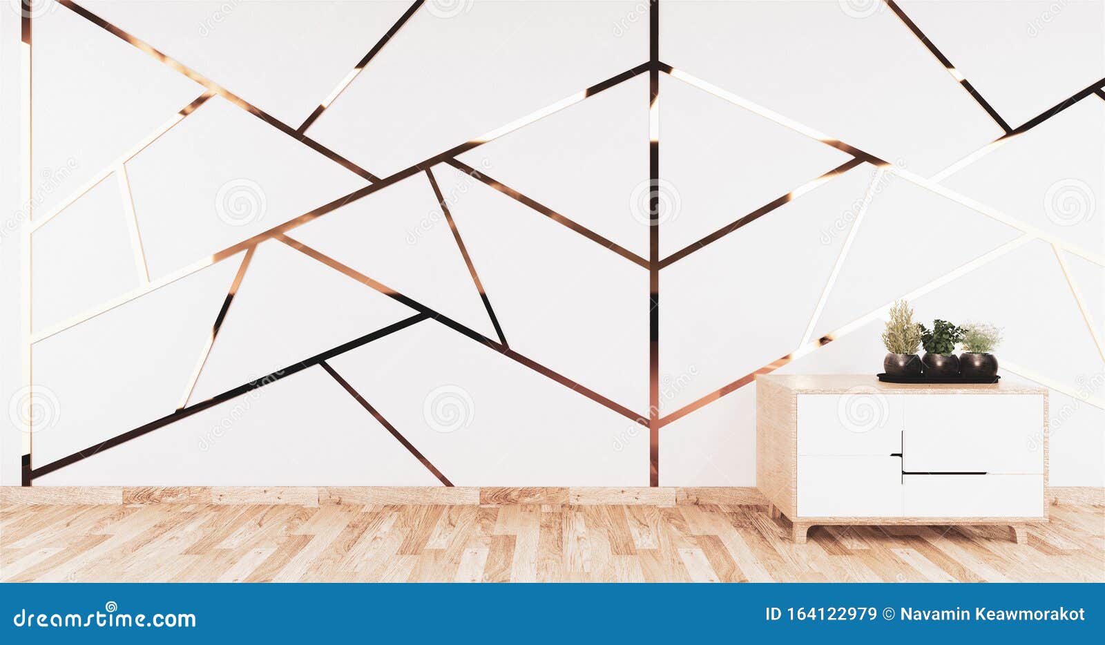Aluminum Trim Gold On Wihte Wall Design And Wooden Floor With