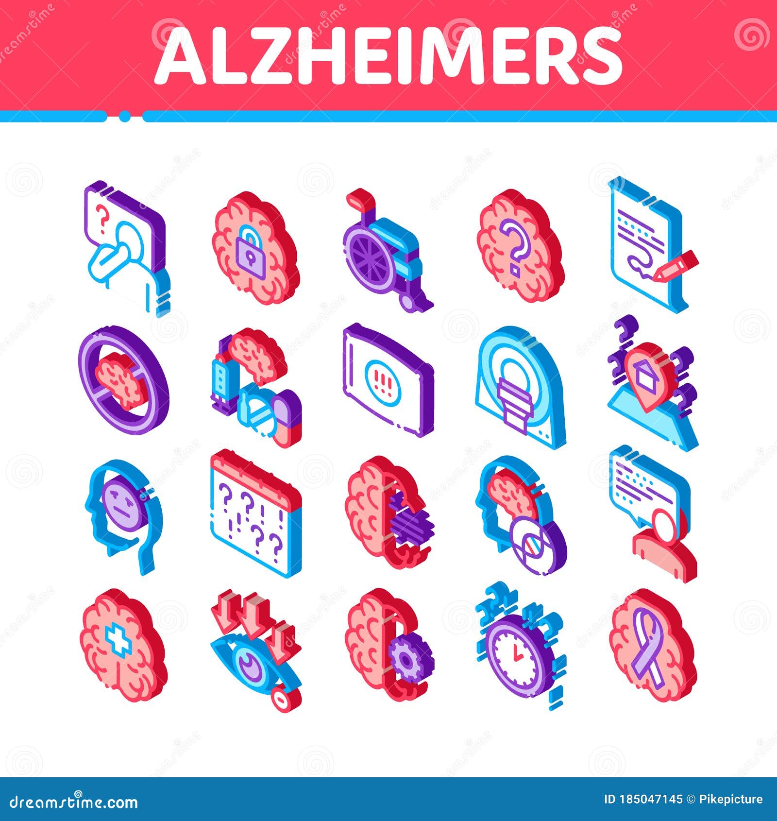 Download Alzheimers Disease Isometric Icons Set Vector Stock Vector ...