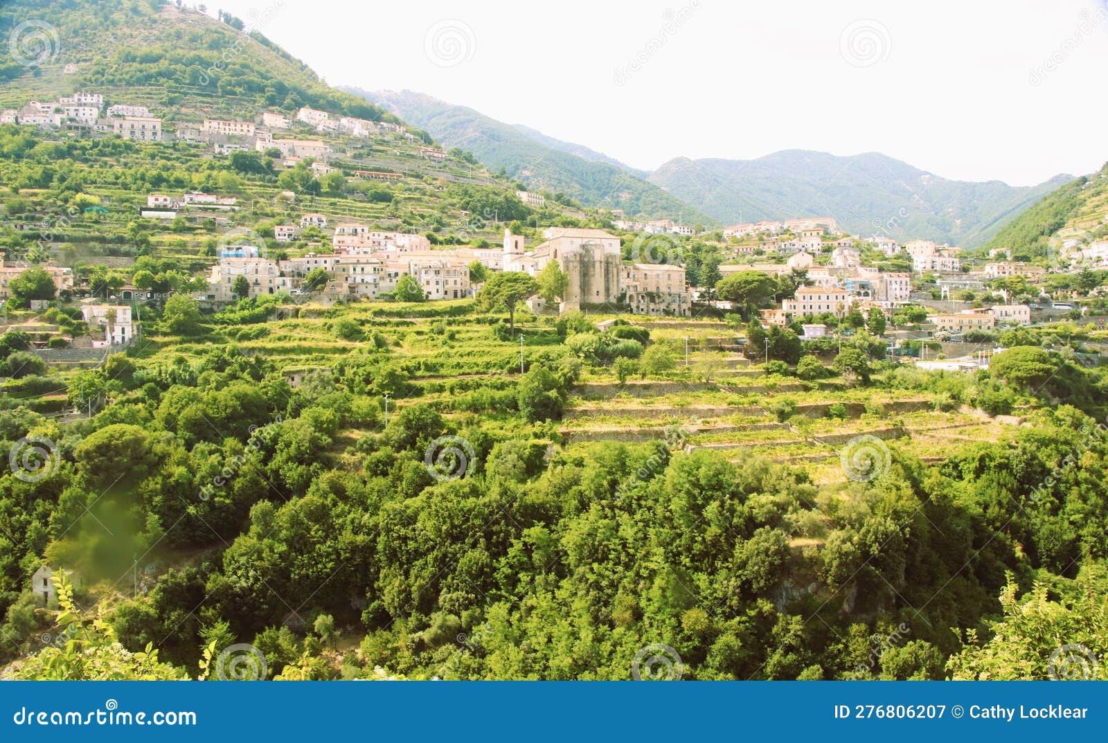 Amalfi Coast Views of the Homes Built into the Mountain Cliffs Stock