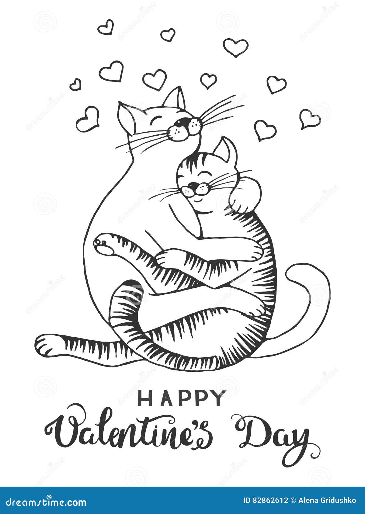 Vetor bonito dos gatos dos pares do dia de valentim dos desenhos