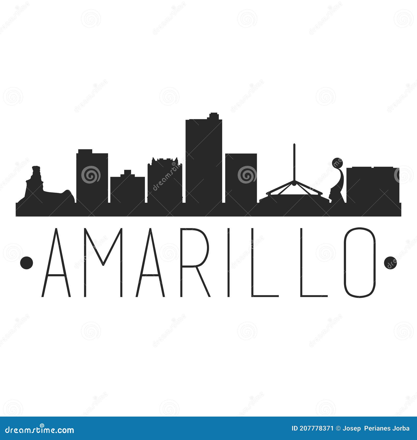 amarillo texas. city skyline. silhouette city.  . famous monuments.