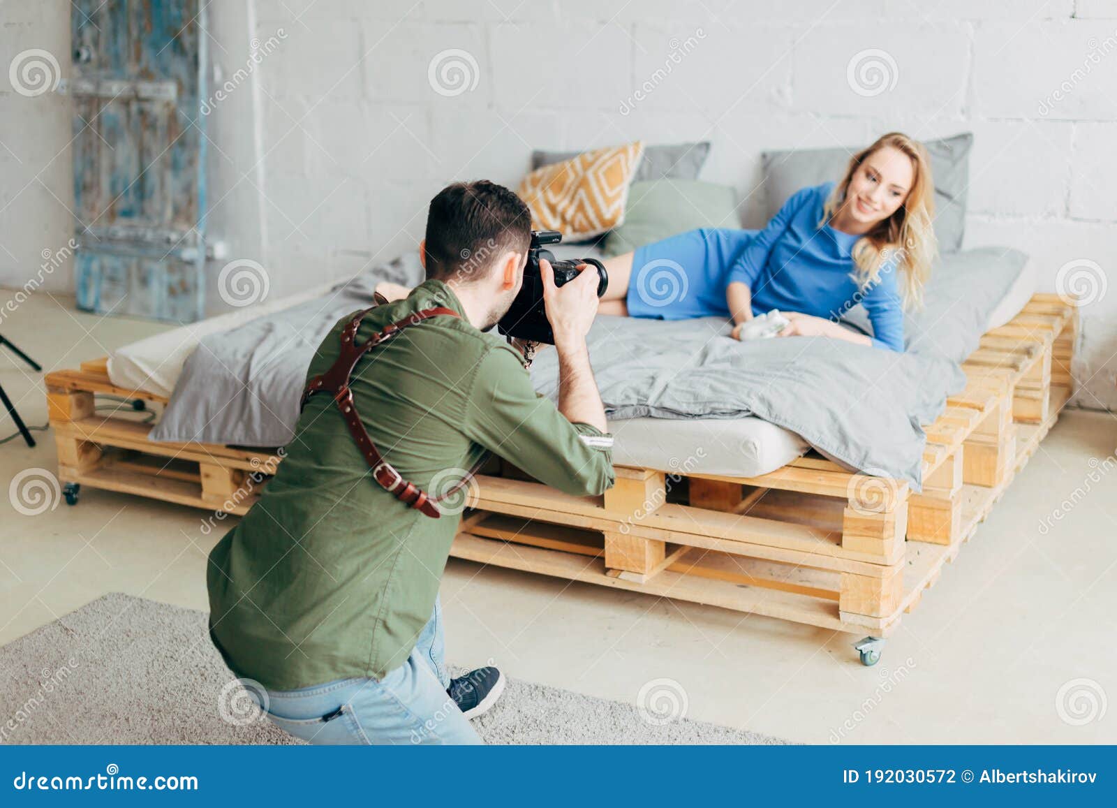 Amateur Photographer is Preparing To Take a Picture of the Beauty of a Girl Stock Photo