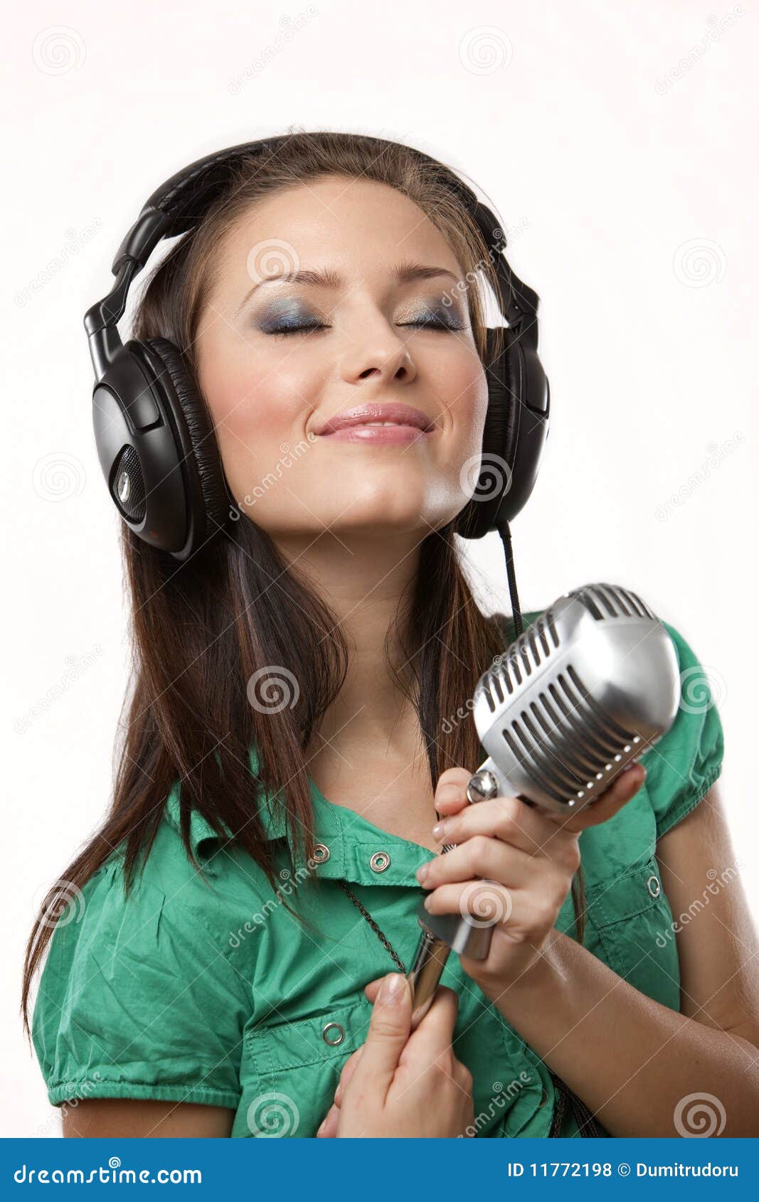 Amazing Beautiful Girl With Studio Microphone Stock Photo Image of