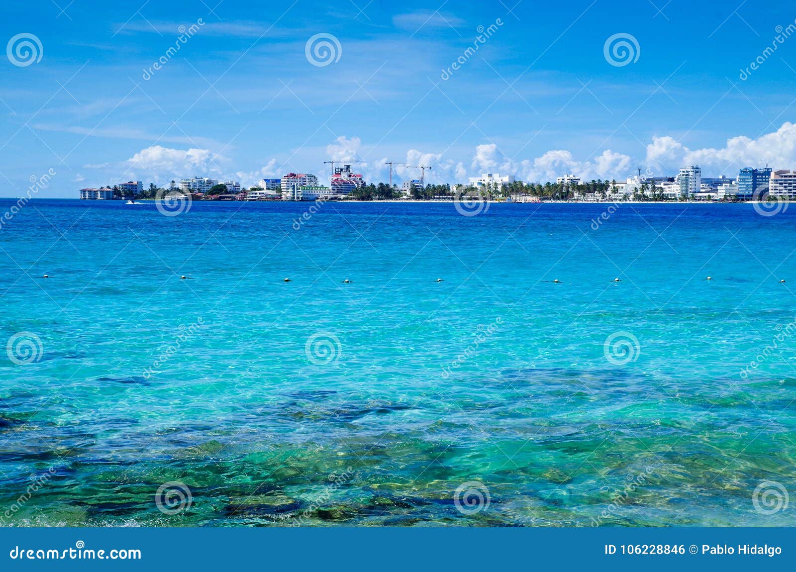 amazing beautiful view of san andres island from johnny cay in a gorgeous sunny day in san andres, colombia